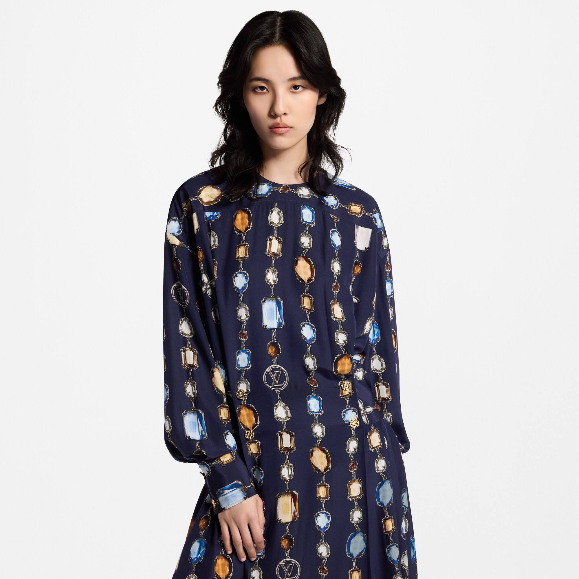 Women - Long-Sleeved Necklace Dress  Women Ready-to-Wear Dresses | LOUIS VUITTON (Product zoom)