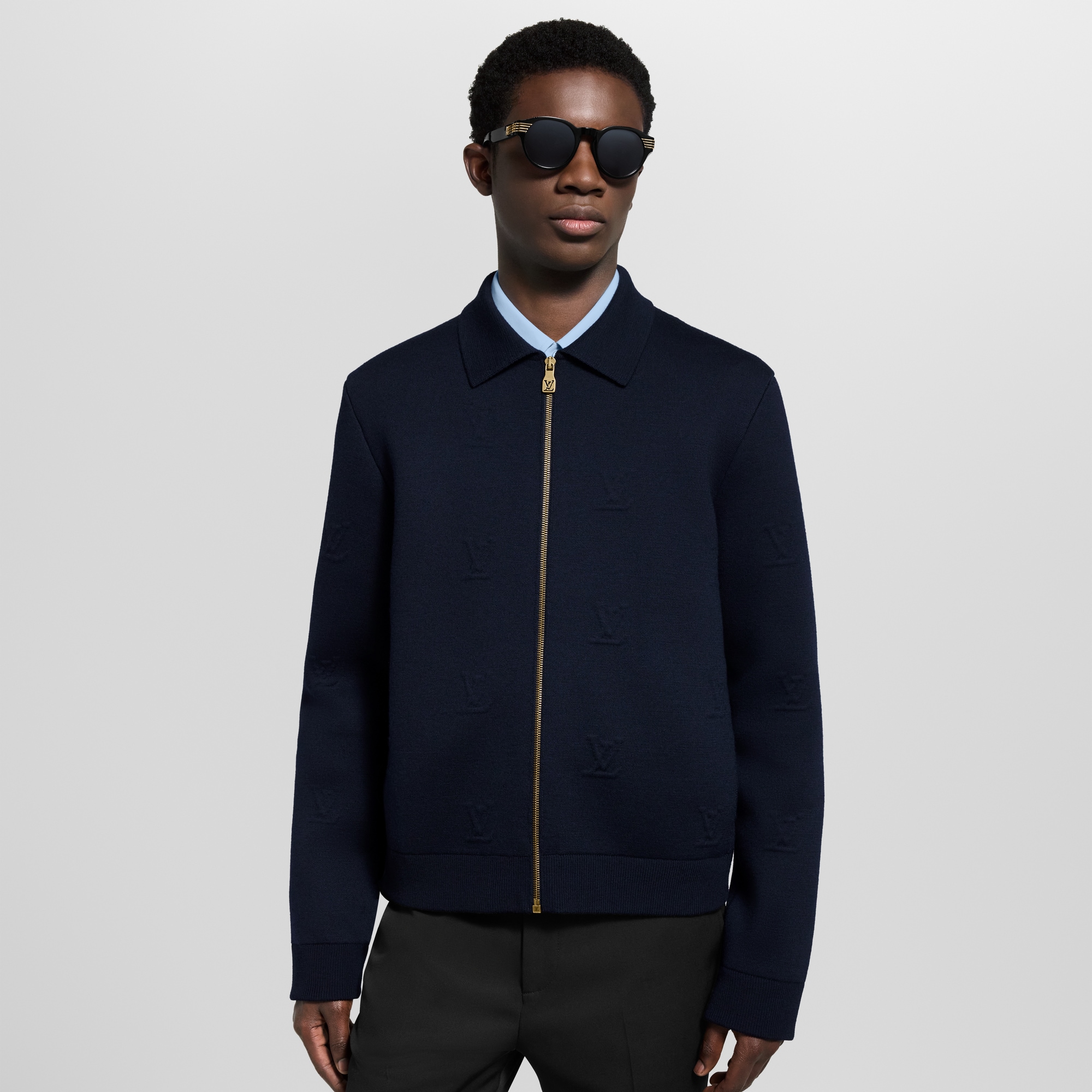 Men - LV Blason Embossed Zipped Blouson  Men Ready-to-Wear All Ready-to-Wear | LOUIS VUITTON (Product zoom)