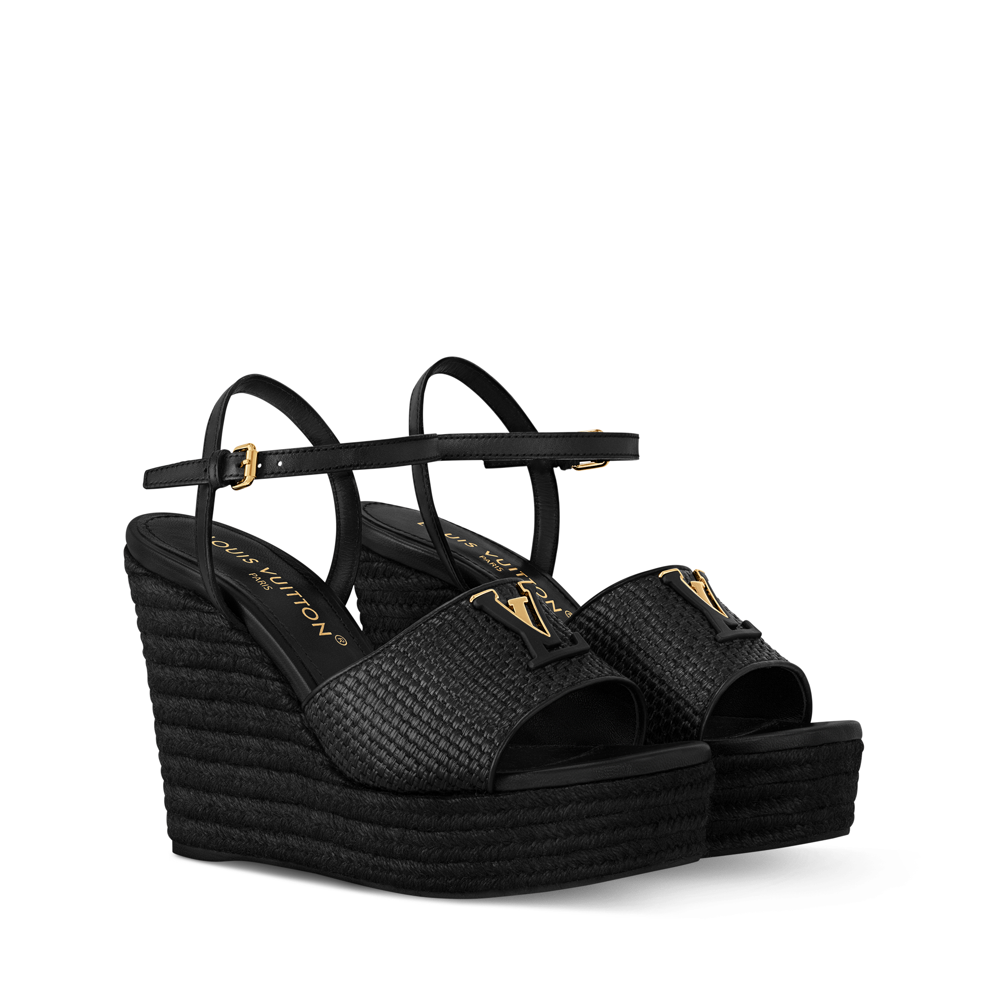 LV Capri Wedge Sandals - Luxury Black | LOUIS VUITTON
