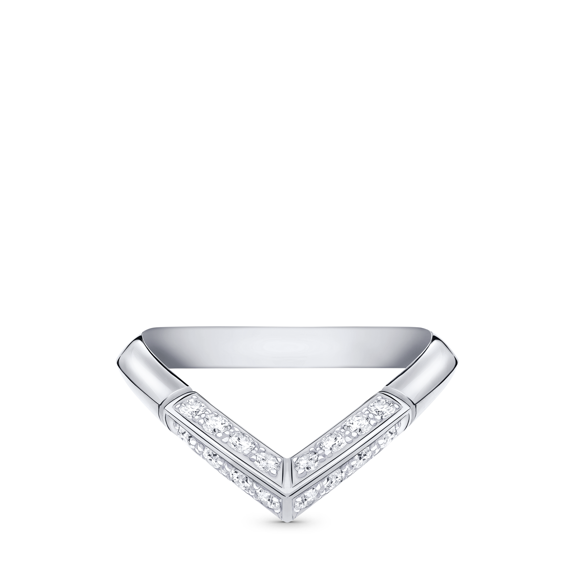 Jewellery - LV Diamonds Pavé V Ring, Platinum  Jewellery Categories Wedding Bands | LOUIS VUITTON (Product zoom)