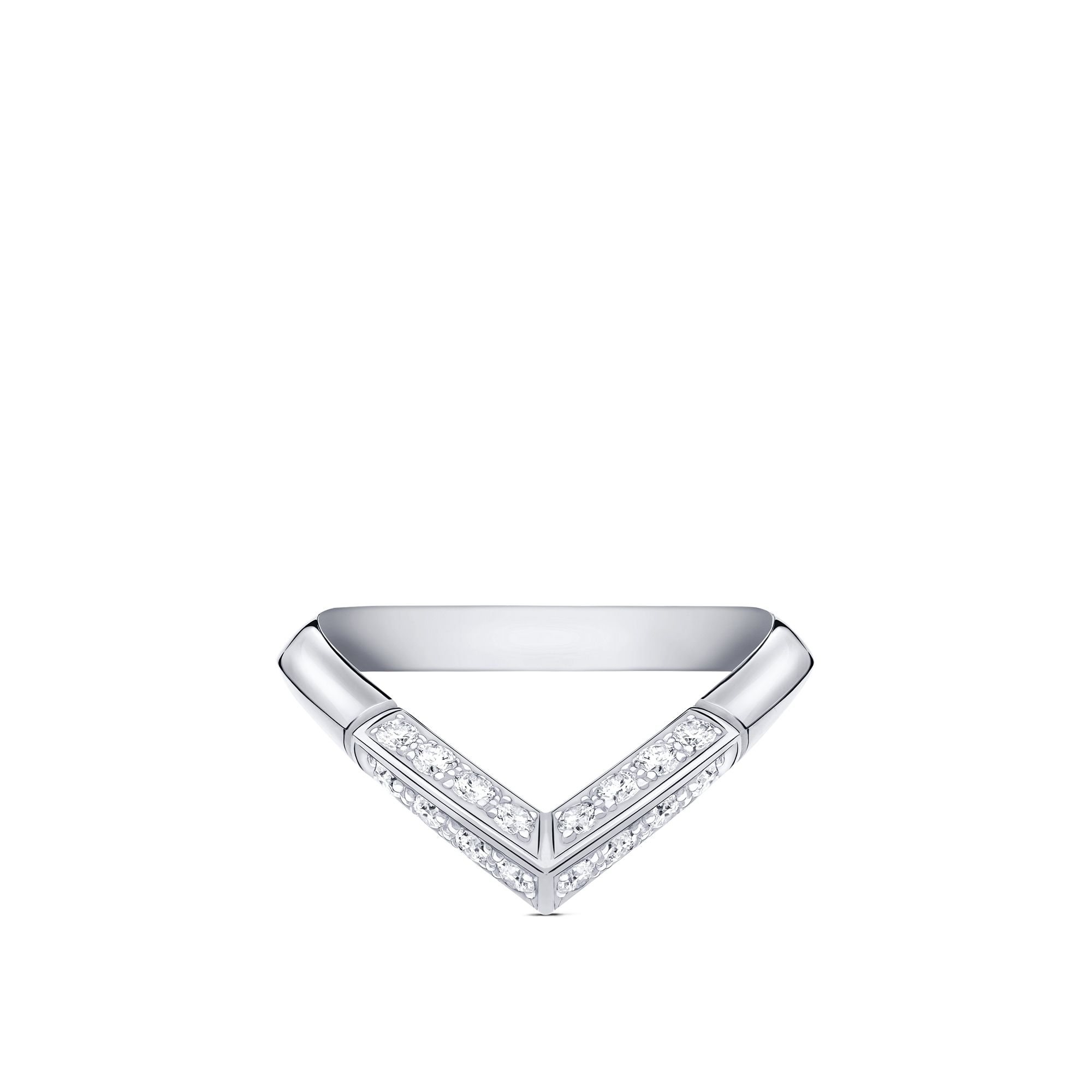 Jewellery - LV Diamonds Pavé V Ring, Platinum  Jewellery Categories Wedding Bands | LOUIS VUITTON (Product zoom)