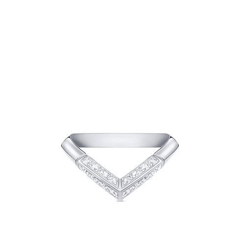 Jewellery - LV Diamonds Pavé V Ring, Platinum Jewellery Categories Wedding Bands | LOUIS VUITTON (Product zoom)