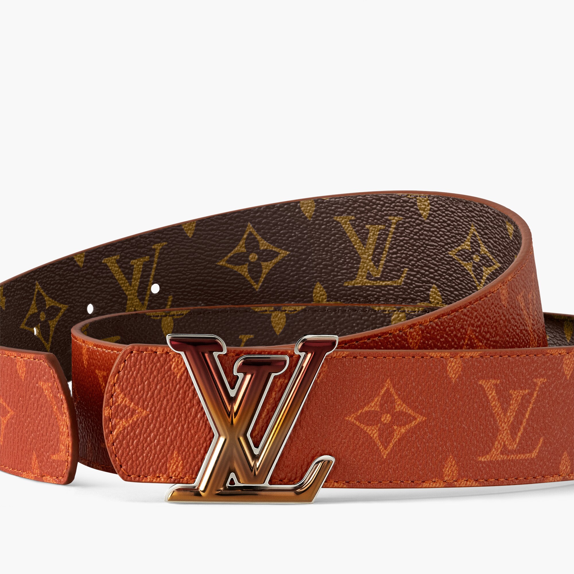 LV Dimension Sunset 40MM Reversible Belt Luxury Brown LOUIS