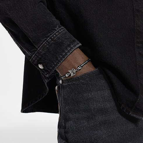 Men - LV Flower Bracelet Monogram Eclipse Canvas Men Fashion Jewellery Bracelets | LOUIS VUITTON (Product zoom)