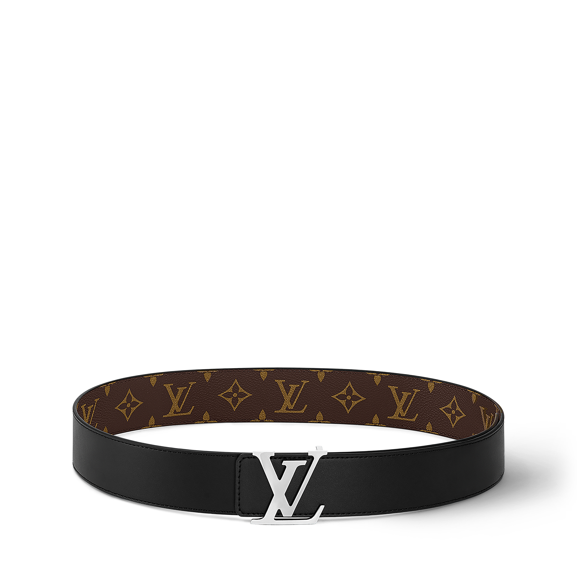 Men - LV Initiales 40MM Reversible Monogram Macassar Canvas Men Accessories Belts | LOUIS VUITTON (Product zoom)