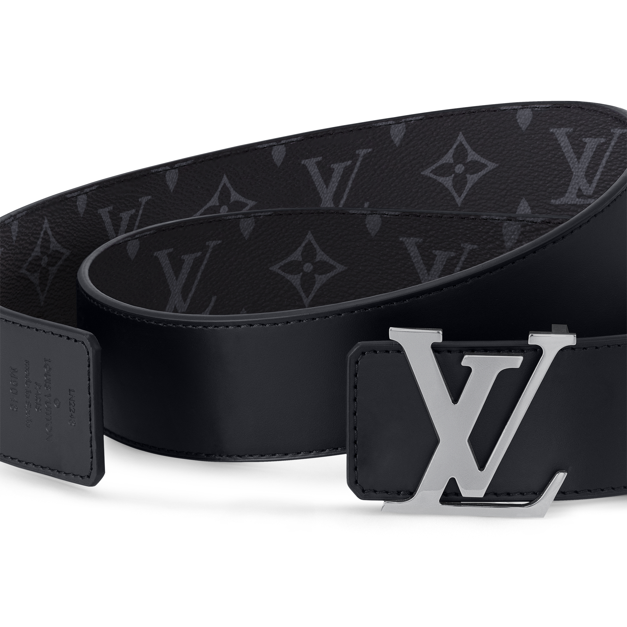 Men - LV Initiales 40MM Reversible Belt Monogram Eclipse Canvas Men Accessories Belts | LOUIS VUITTON (Product zoom)