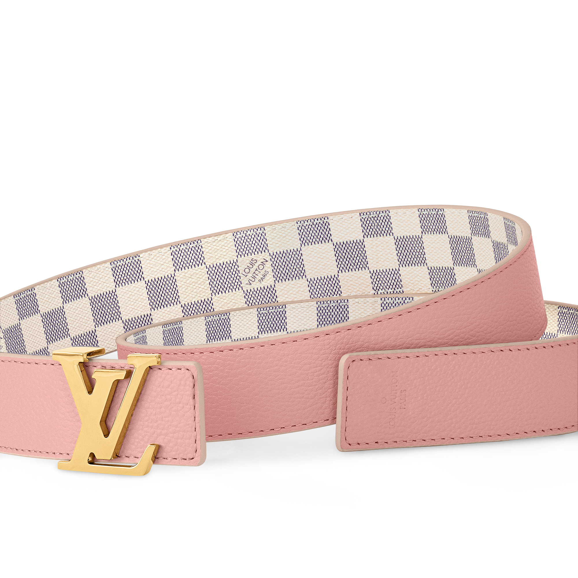 Women - LV Initials 30MM Reversible Belt Damier Azur Canvas Women Accessories Belts | LOUIS VUITTON (Product zoom)