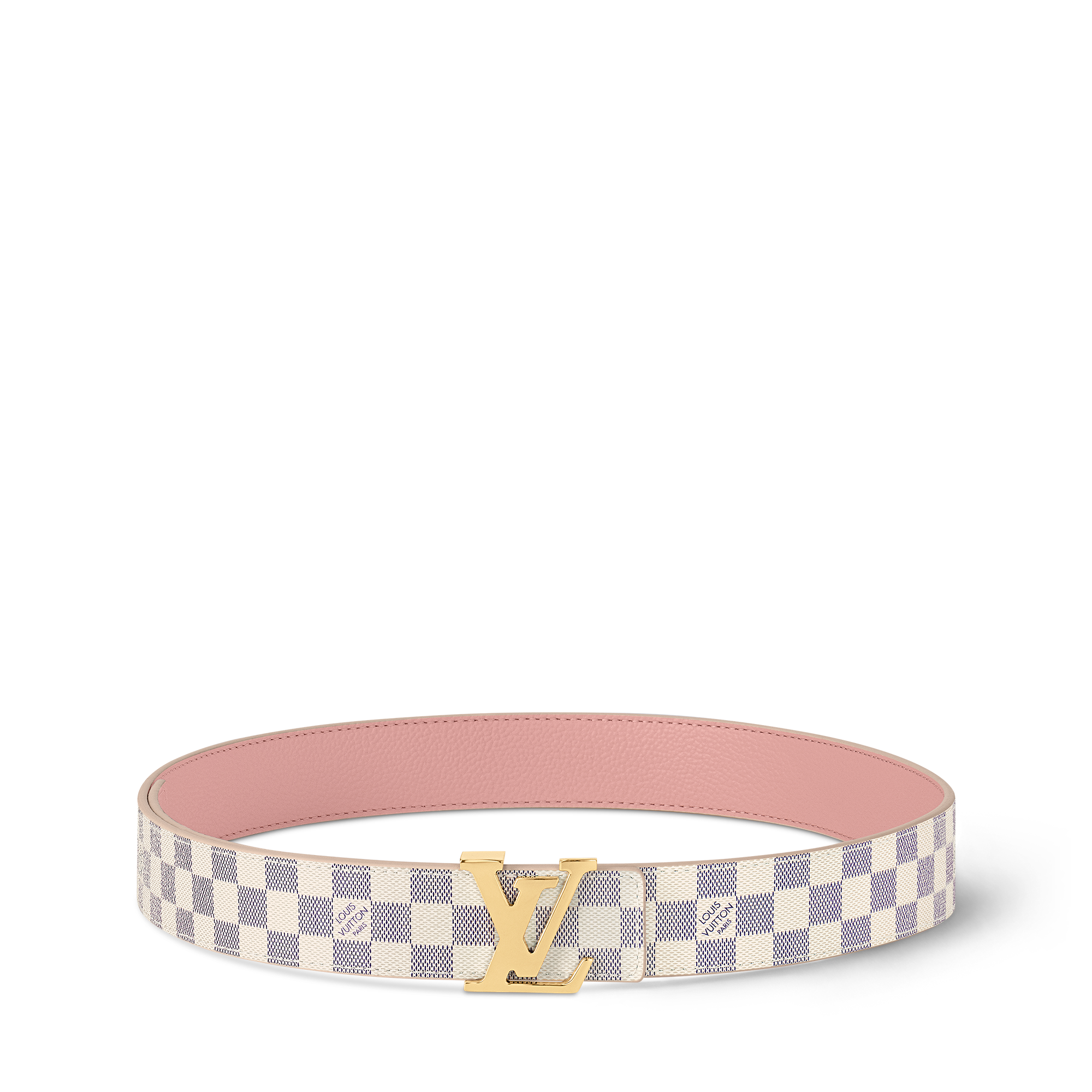 Women - LV Initials 30MM Reversible Belt Damier Azur Canvas Women Accessories Belts | LOUIS VUITTON (Product zoom)