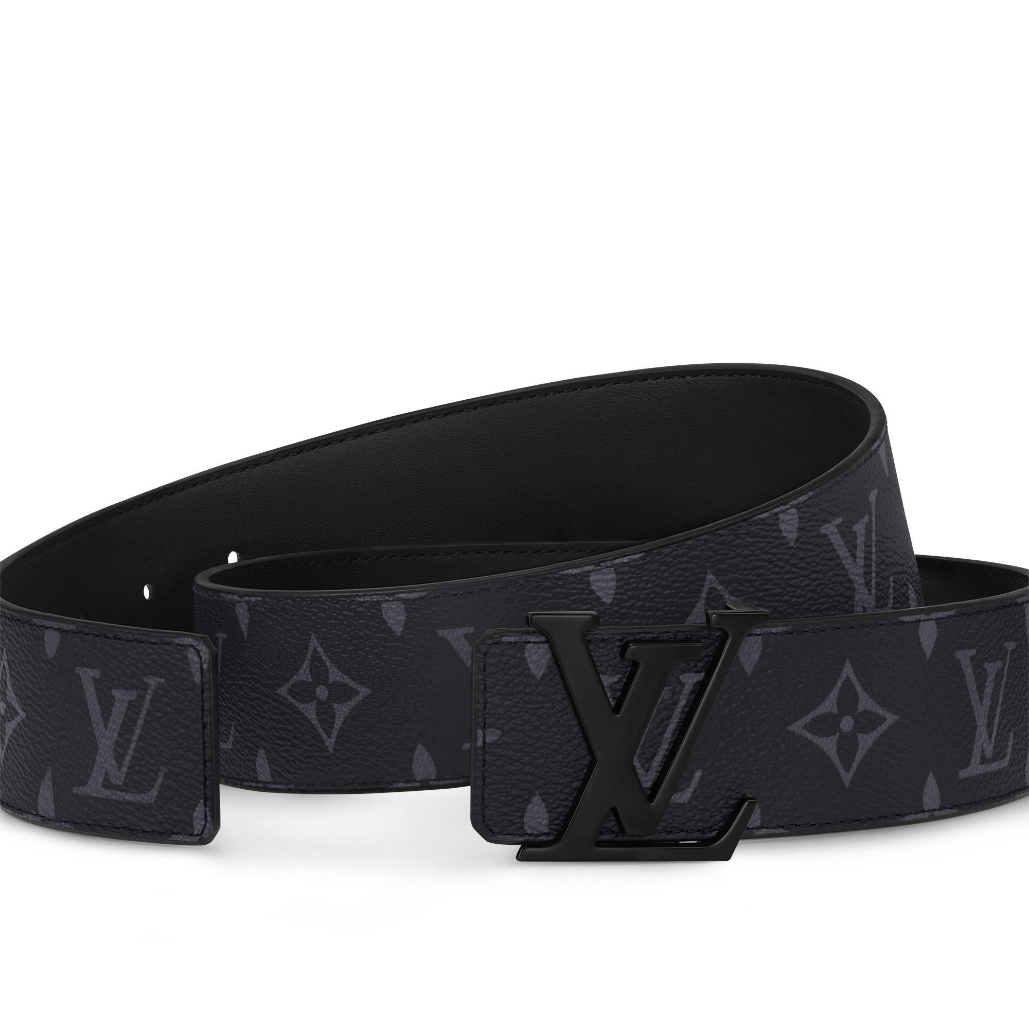 Men - LV Initials 40MM Matte Black Belt  Men Accessories Belts | LOUIS VUITTON (Product zoom)