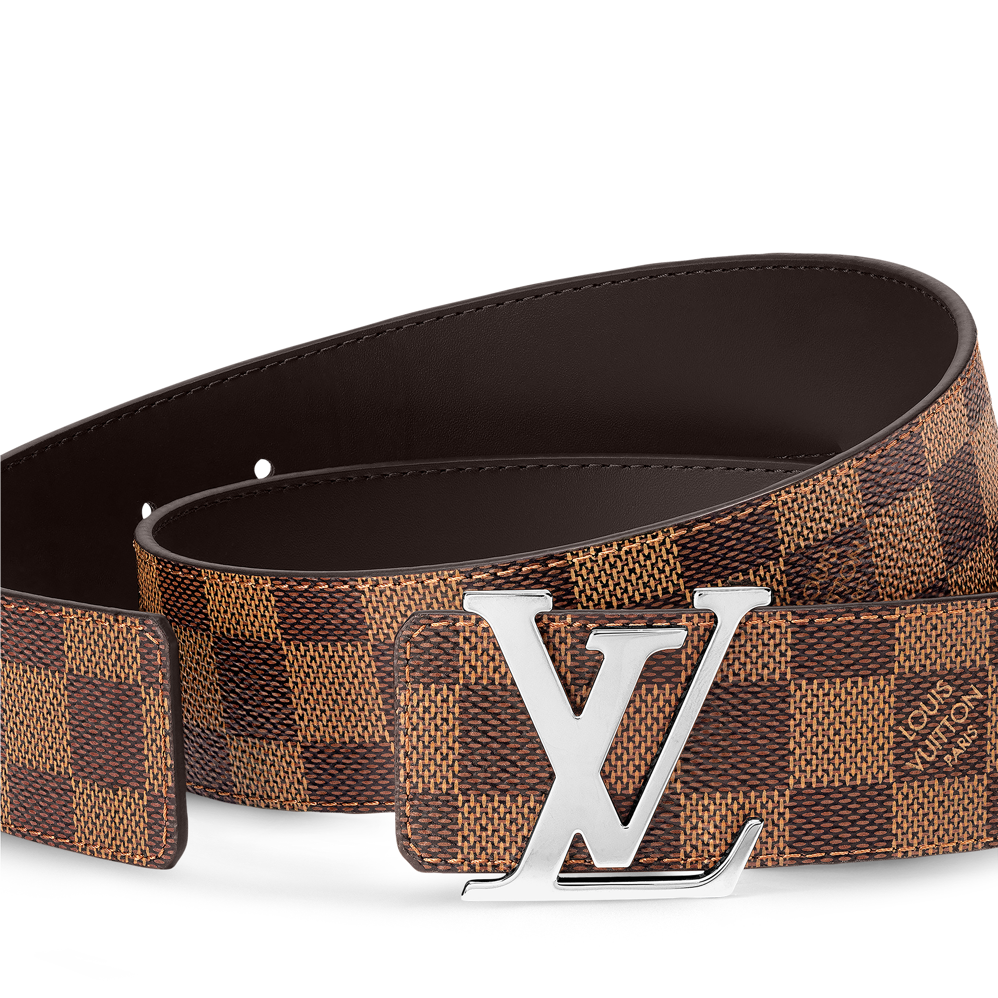 Men - LV Initials 40mm Reversible Belt Damier Graphite Canvas Men Accessories Belts | LOUIS VUITTON (Product zoom)