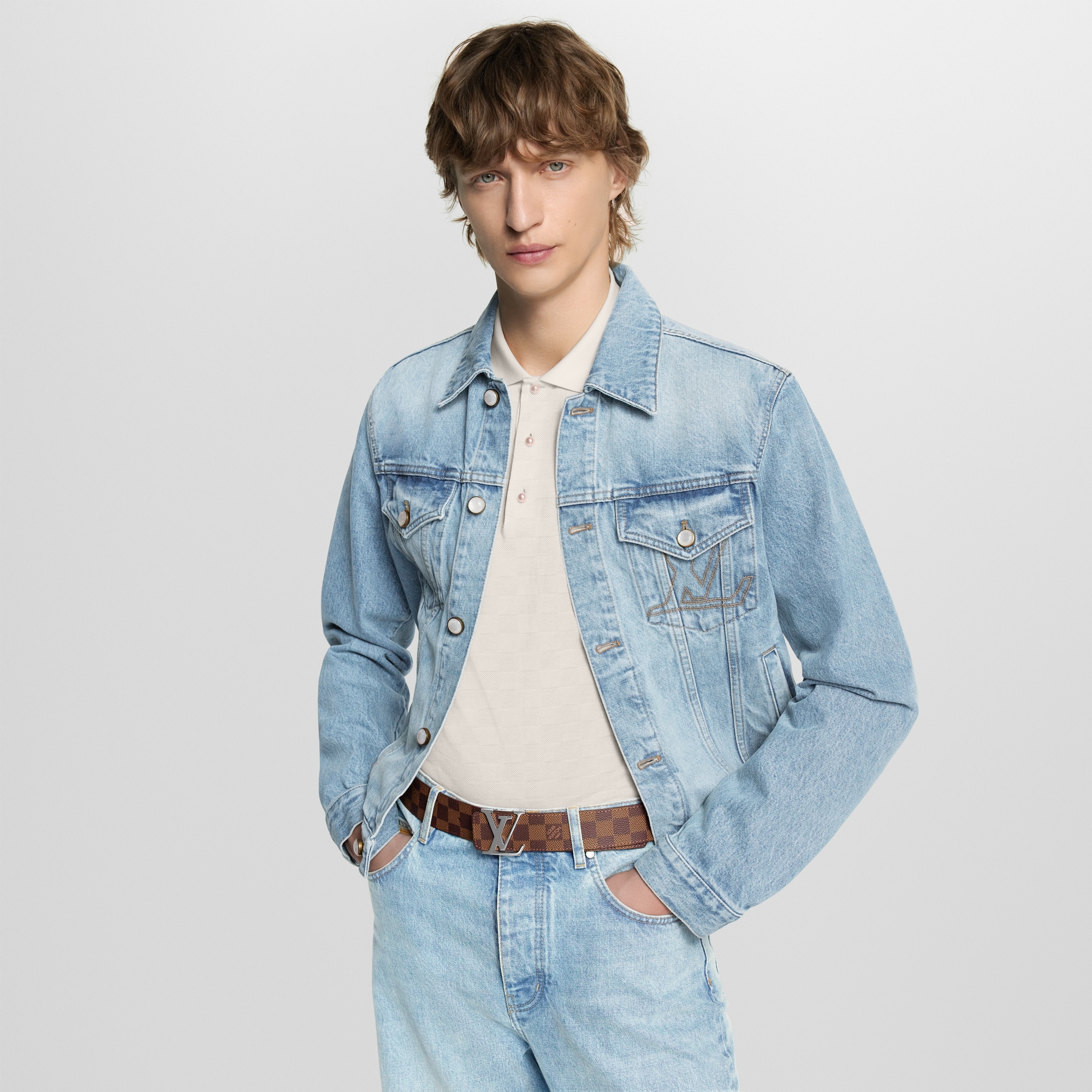 Men - LV Initials 40mm Reversible Belt Damier Graphite Canvas Men Accessories Belts | LOUIS VUITTON (Product zoom)