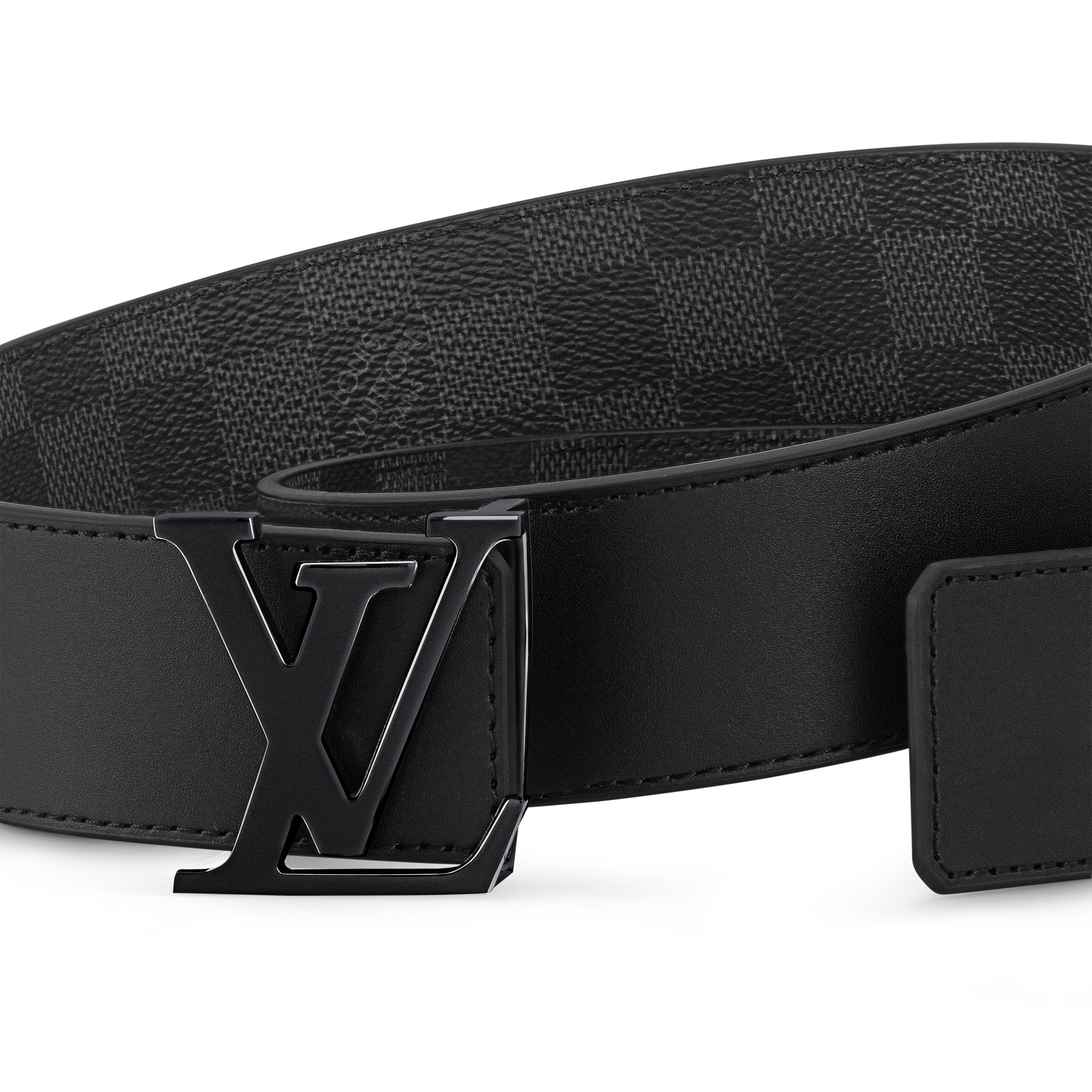 Men - LV Initials 40mm Reversible Belt Damier Graphite Canvas Men Accessories Belts | LOUIS VUITTON (Product zoom)
