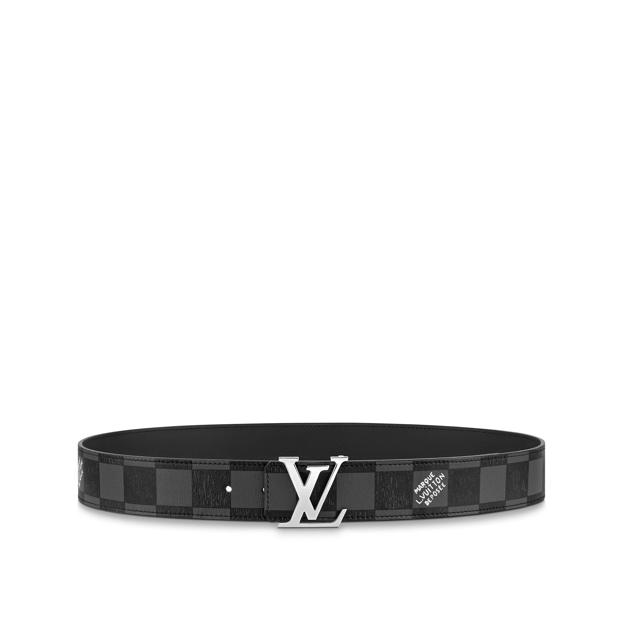 white damier louis vuitton belt