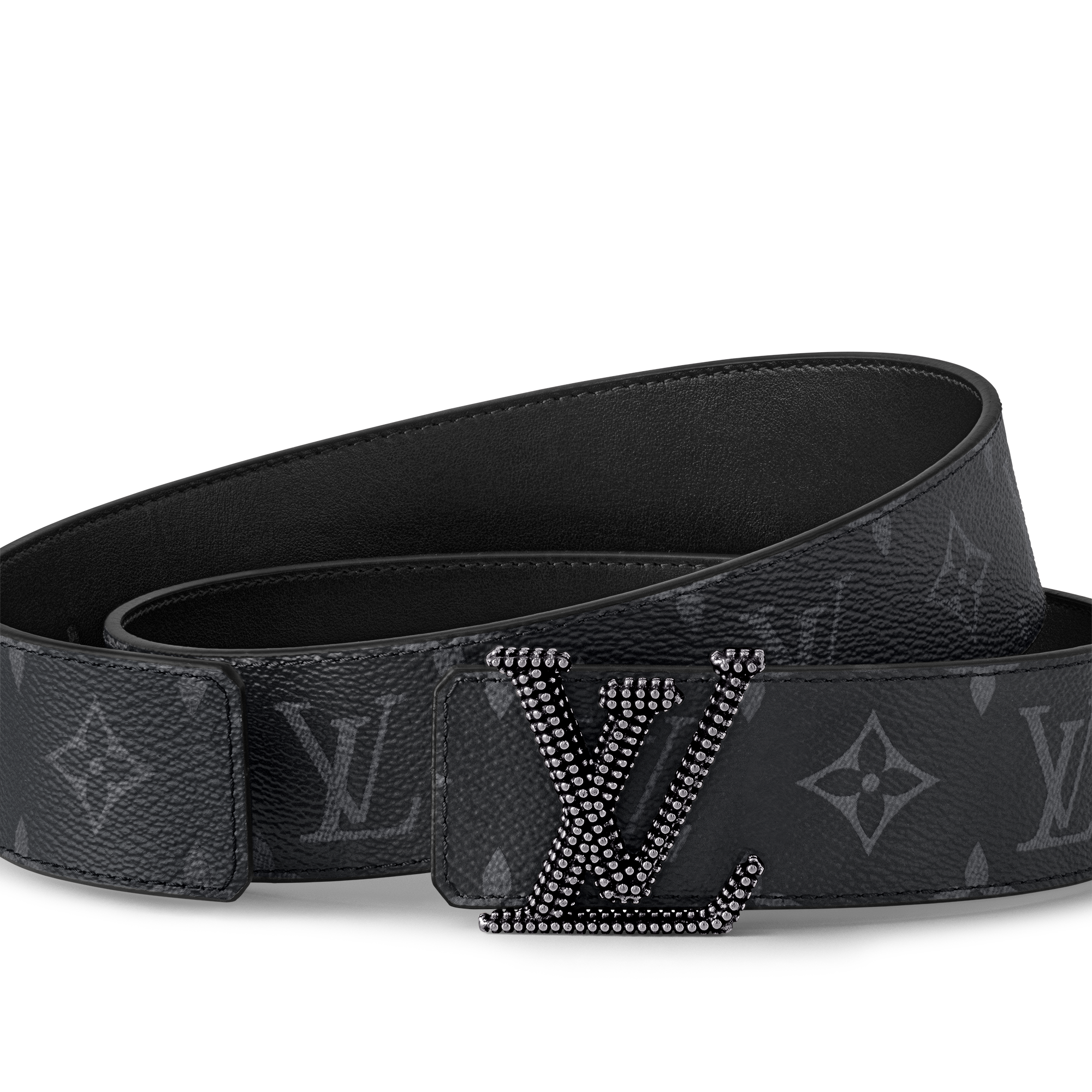 Men - LV Initials Studs 40MM Reversible Belt Monogram Eclipse Canvas Men Accessories Belts | LOUIS VUITTON (Product zoom)