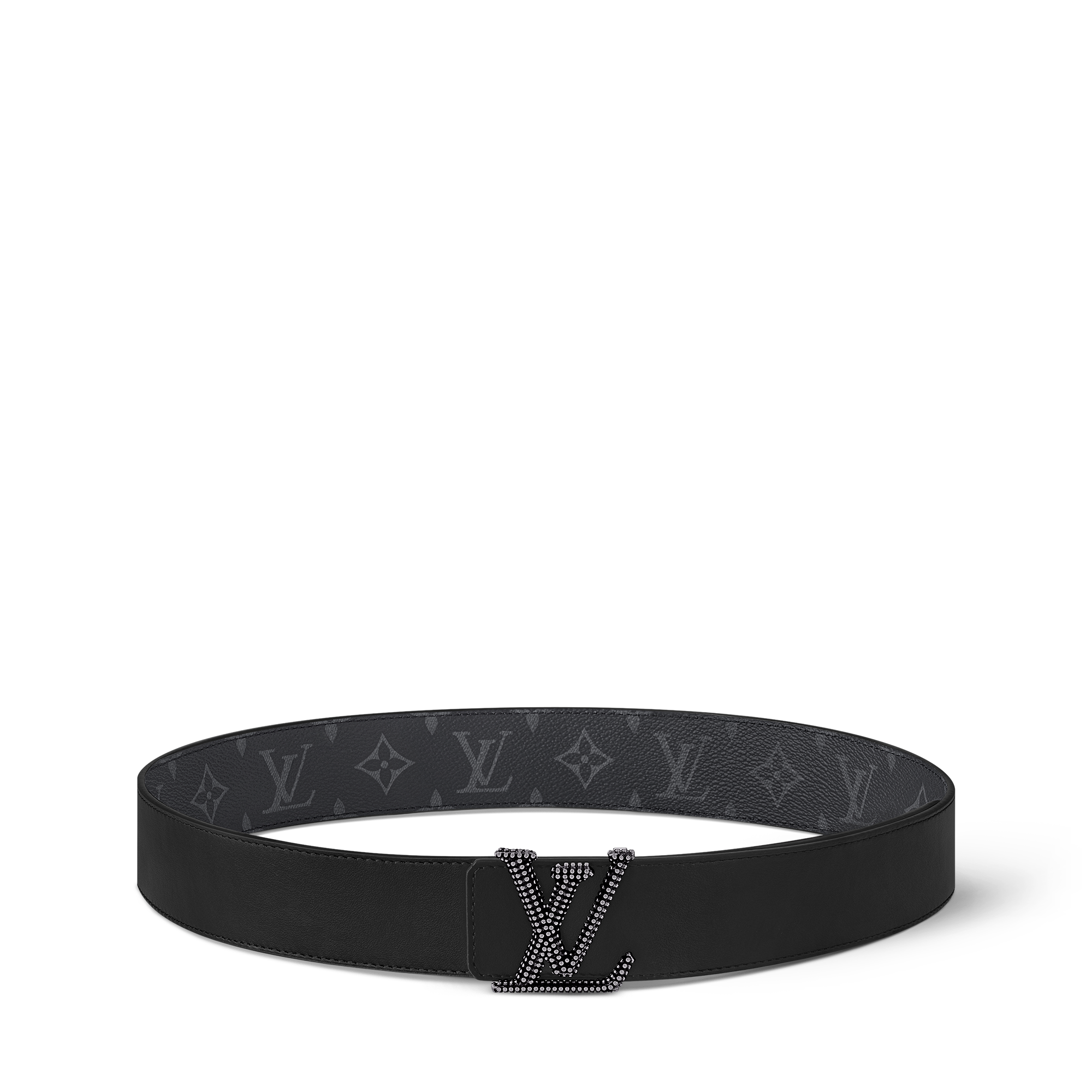 Men - LV Initials Studs 40MM Reversible Belt Monogram Eclipse Canvas Men Accessories Belts | LOUIS VUITTON (Product zoom)