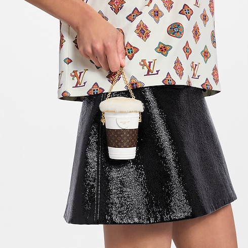 LV Mocha Cross-Body Pouch Bag Charm worn view