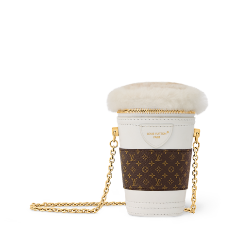 LV Mocha Cross-Body Pouch Bag Charm front view