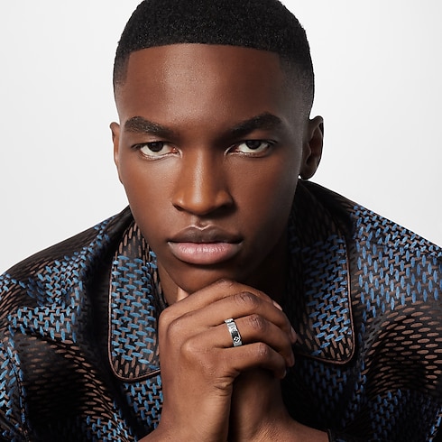 Men - LV Mosaic Thin Ring S00 Men Fashion Jewellery Rings | LOUIS VUITTON (Product zoom)