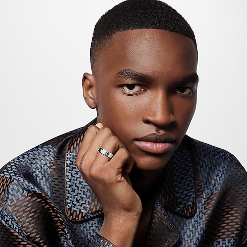 Men - LV Mosaic Thin Ring S00 Men Fashion Jewellery Rings | LOUIS VUITTON (Product zoom)