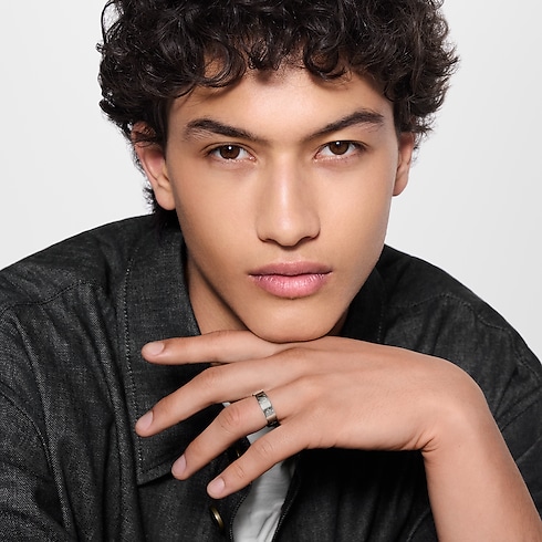 Men - LV Mosaic Thin Ring S00 Men Fashion Jewellery Rings | LOUIS VUITTON (Product zoom)