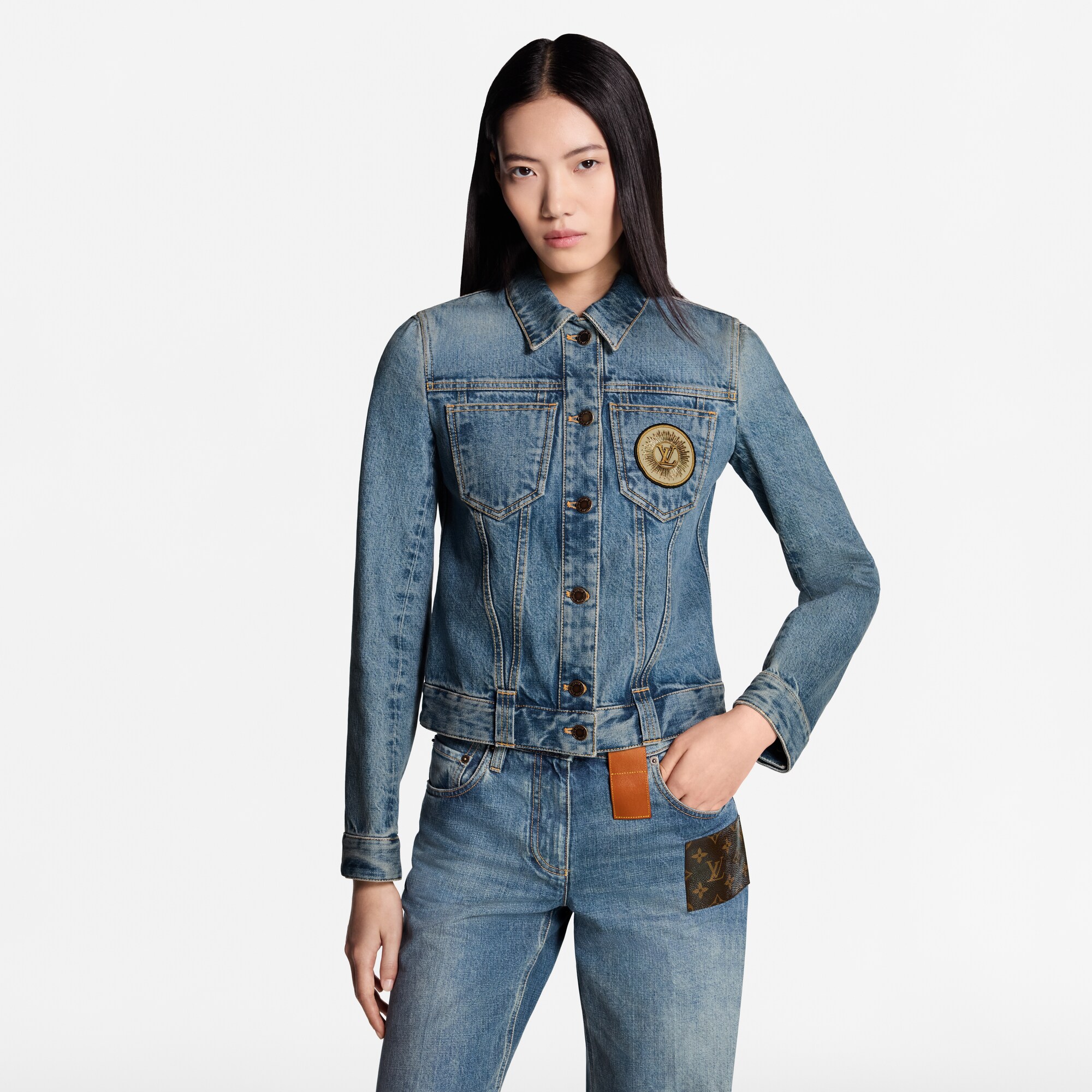 Women - LV Patch Denim Jacket  Women Ready-to-Wear Coats and Jackets | LOUIS VUITTON (Product zoom)