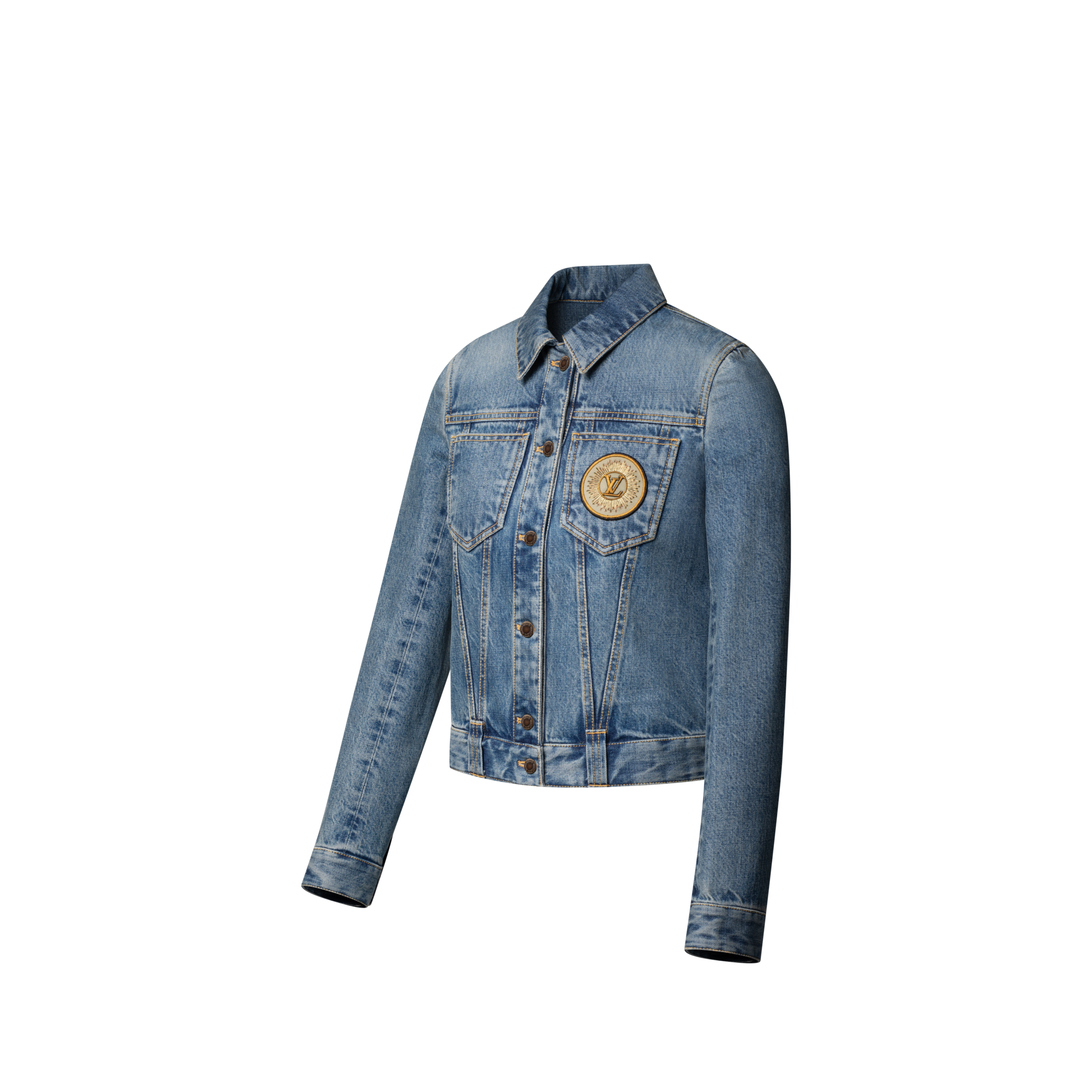 Women - LV Patch Denim Jacket  Women Ready-to-Wear Coats and Jackets | LOUIS VUITTON (Product zoom)