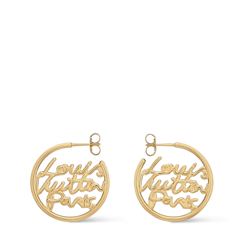 Women - LV Script Hoops PM S00 Women Fashion Jewellery Earrings | LOUIS VUITTON (Product zoom)