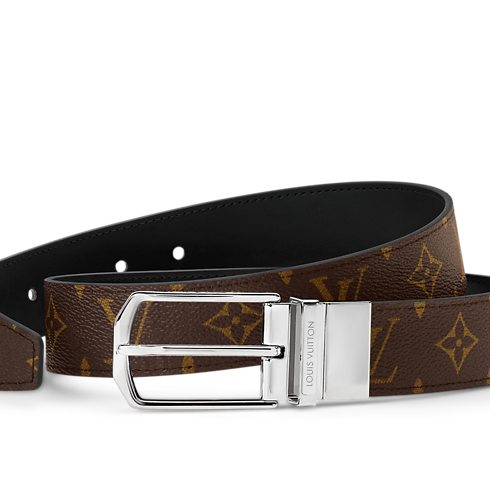 Men - LV Slender 35MM Reversible Belt Monogram Canvas Men Accessories Belts | LOUIS VUITTON (Product zoom)