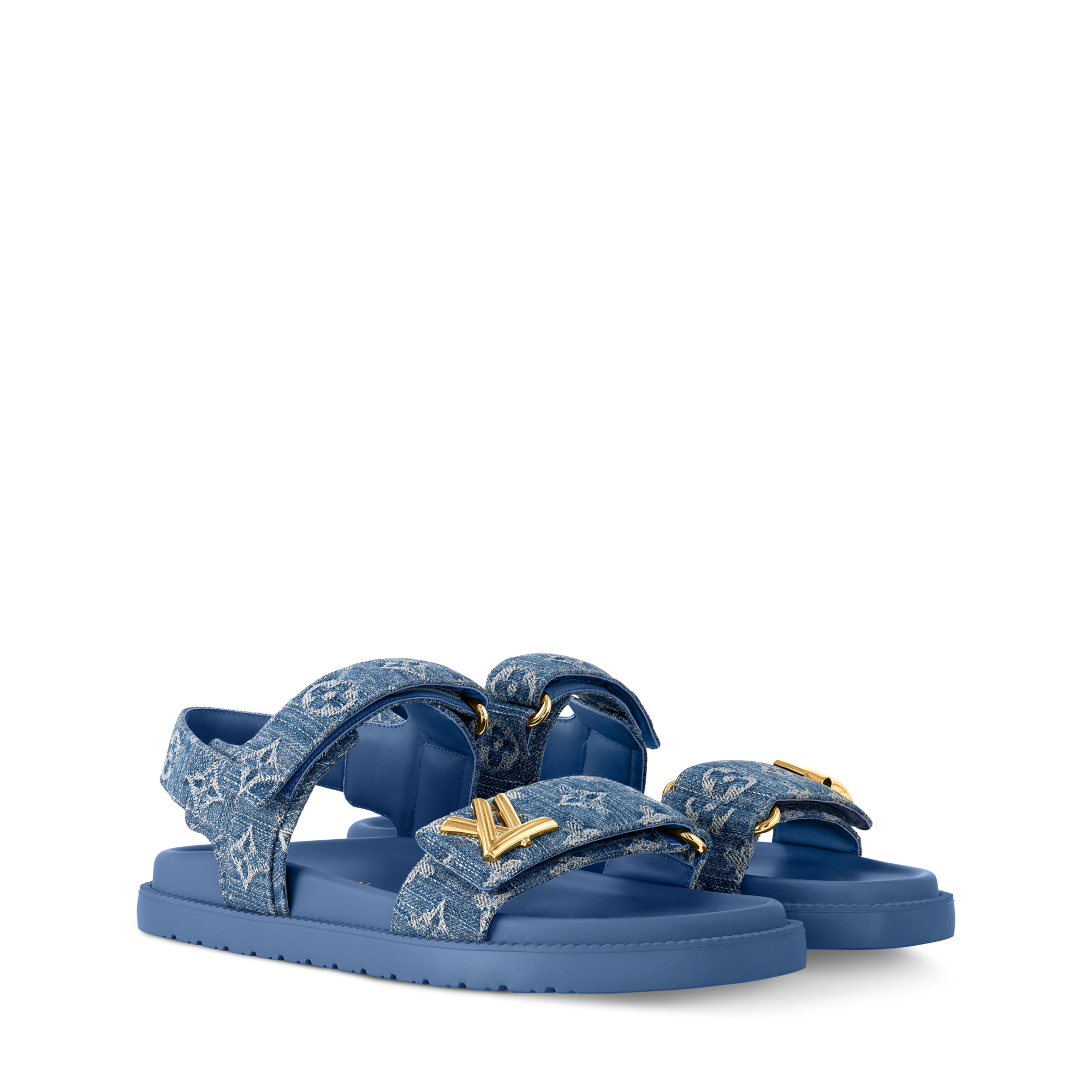 Louis Vuitton デニム サンダル LV Sunset Flat Comfort Sandals 