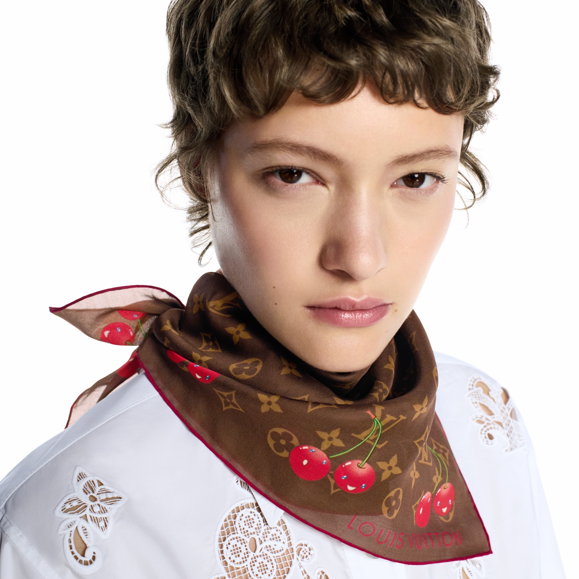 Women - LV x TM Monogram Cerise Square 55 S00 Women Accessories Silk Squares and Bandeaux | LOUIS VUITTON (Product zoom)