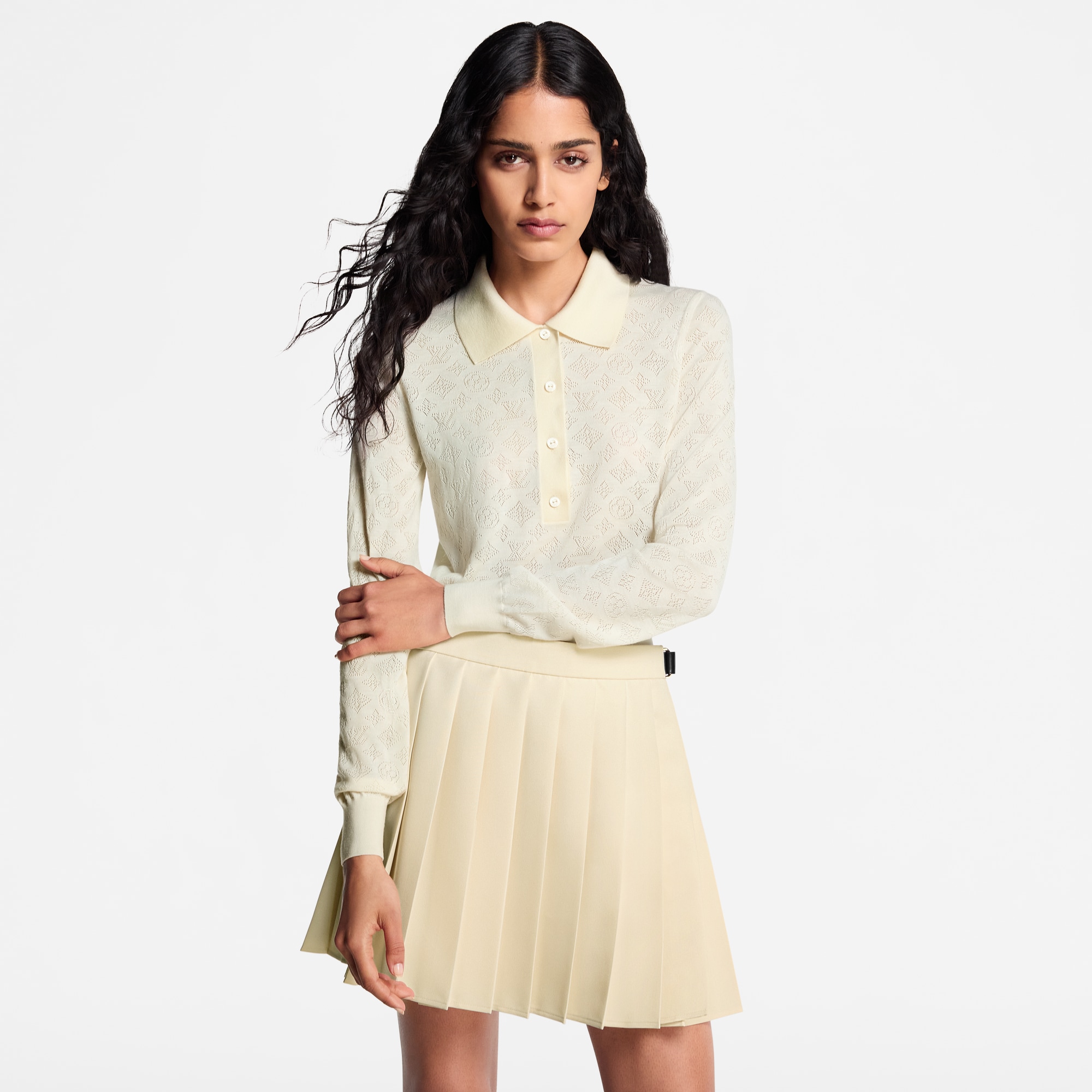 Women - Mahina Long-Sleeved Polo Top  Women Ready-to-Wear Tops | LOUIS VUITTON (Product zoom)