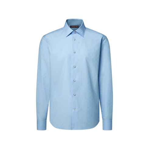 Men - Mini Monogram Long-Sleeved Cotton Poplin Shirt Men Ready-to-Wear Shirts | LOUIS VUITTON (Product zoom)