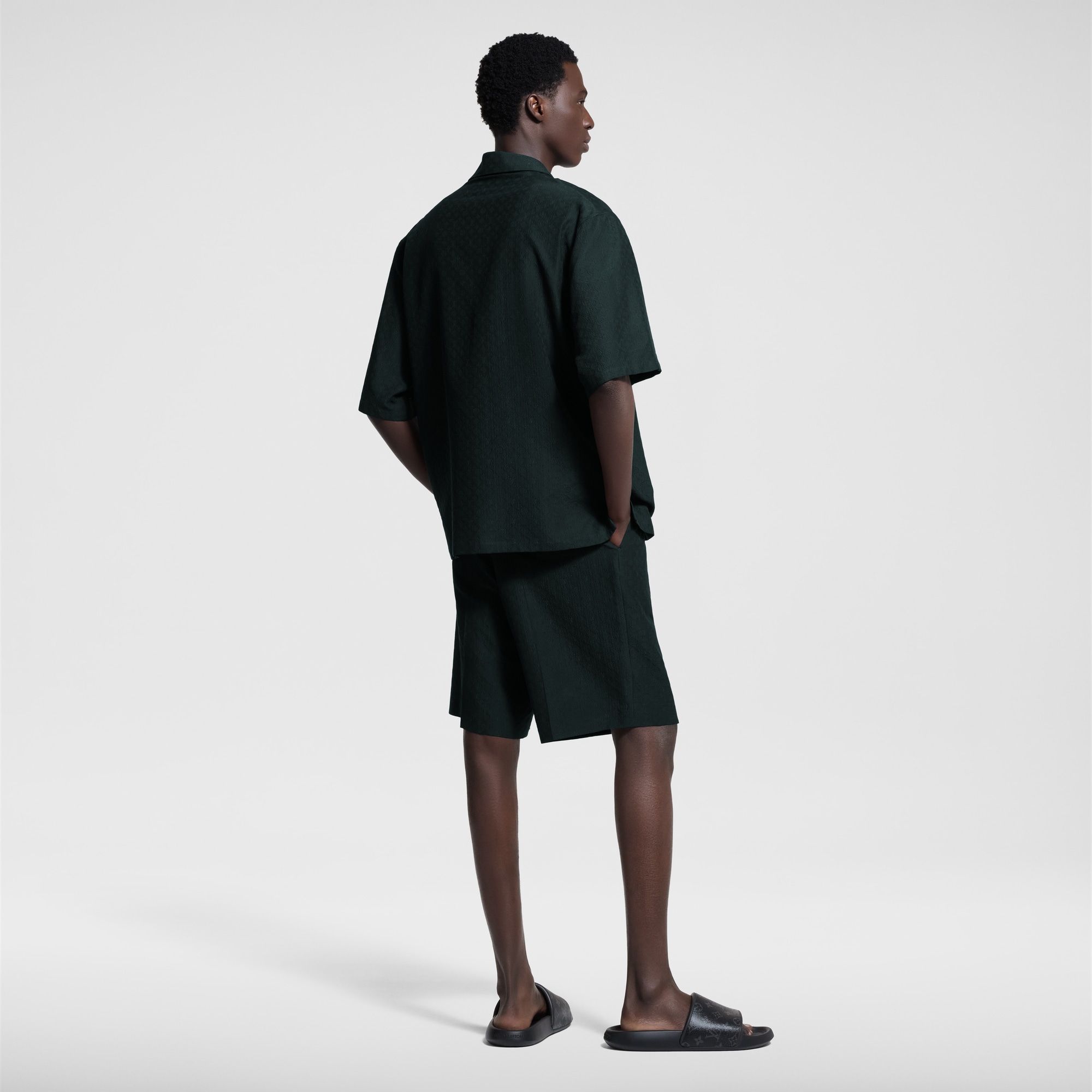 Men - Mini Monogram Silk-Cotton Blend Tailored Shorts  Men Ready-to-Wear Trousers | LOUIS VUITTON (Product zoom)