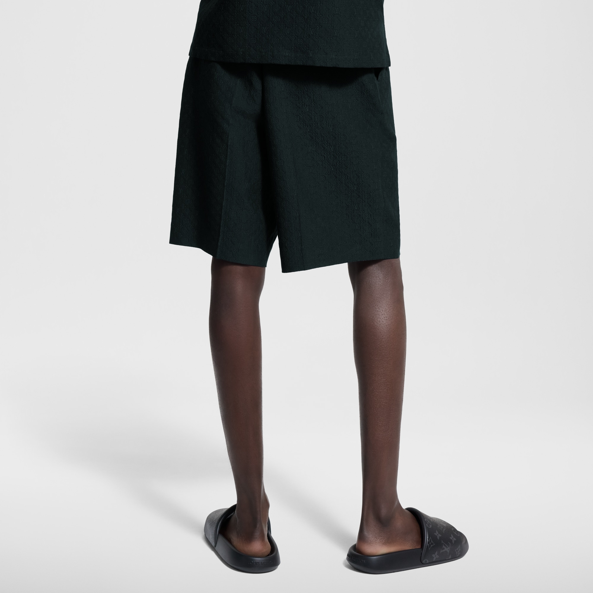 Men - Mini Monogram Silk-Cotton Blend Tailored Shorts  Men Ready-to-Wear Trousers | LOUIS VUITTON (Product zoom)