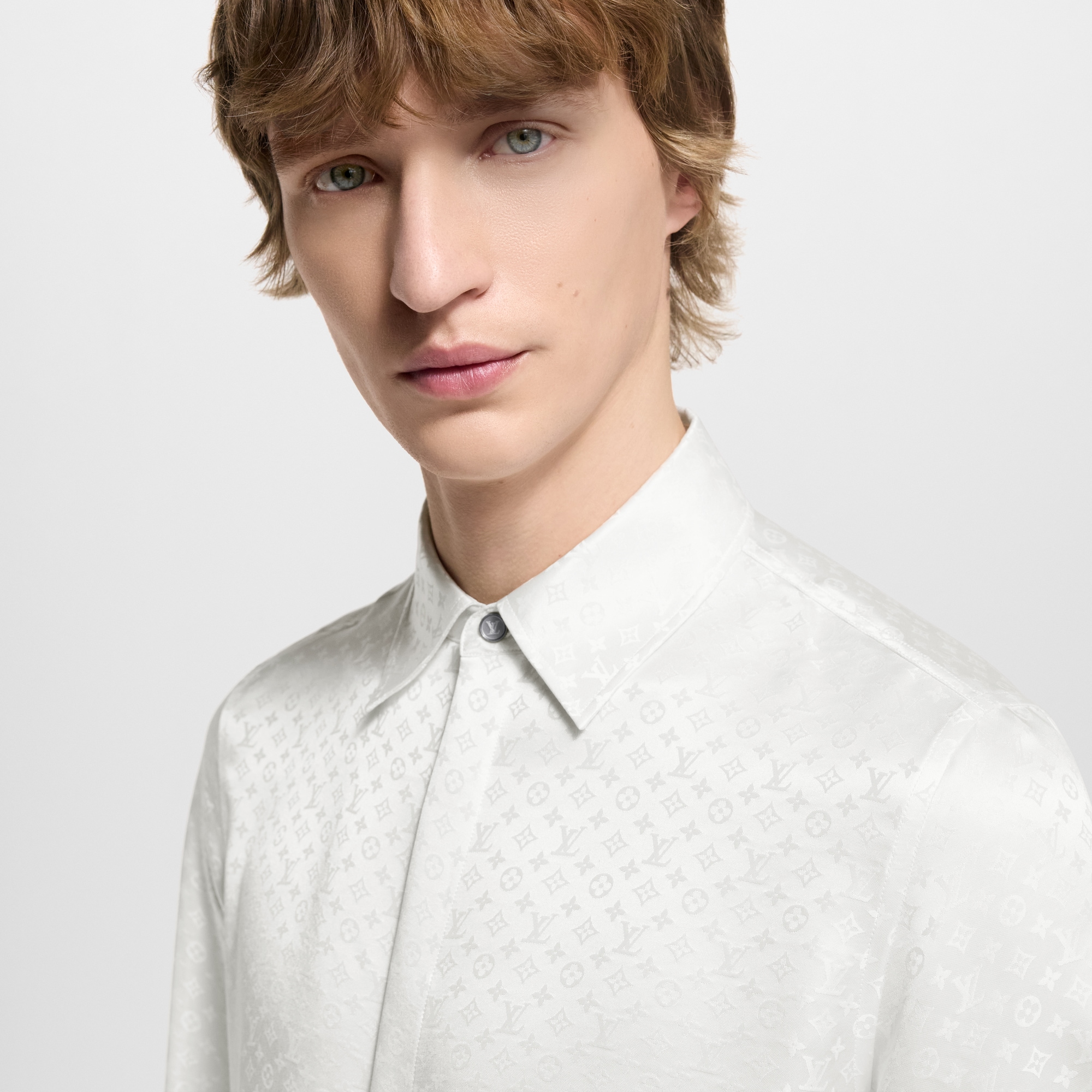 Men - Mini Monogram Silk Evening Shirt  Men Ready-to-Wear Shirts | LOUIS VUITTON (Product zoom)