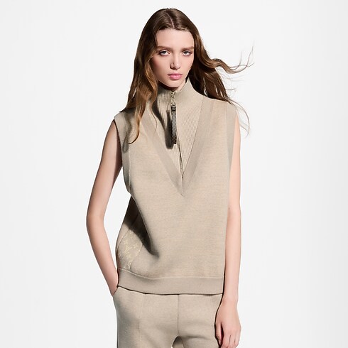 Women - Monogram Accent Half-Zip Top Women Ready-to-Wear Knitwear | LOUIS VUITTON (Product zoom)