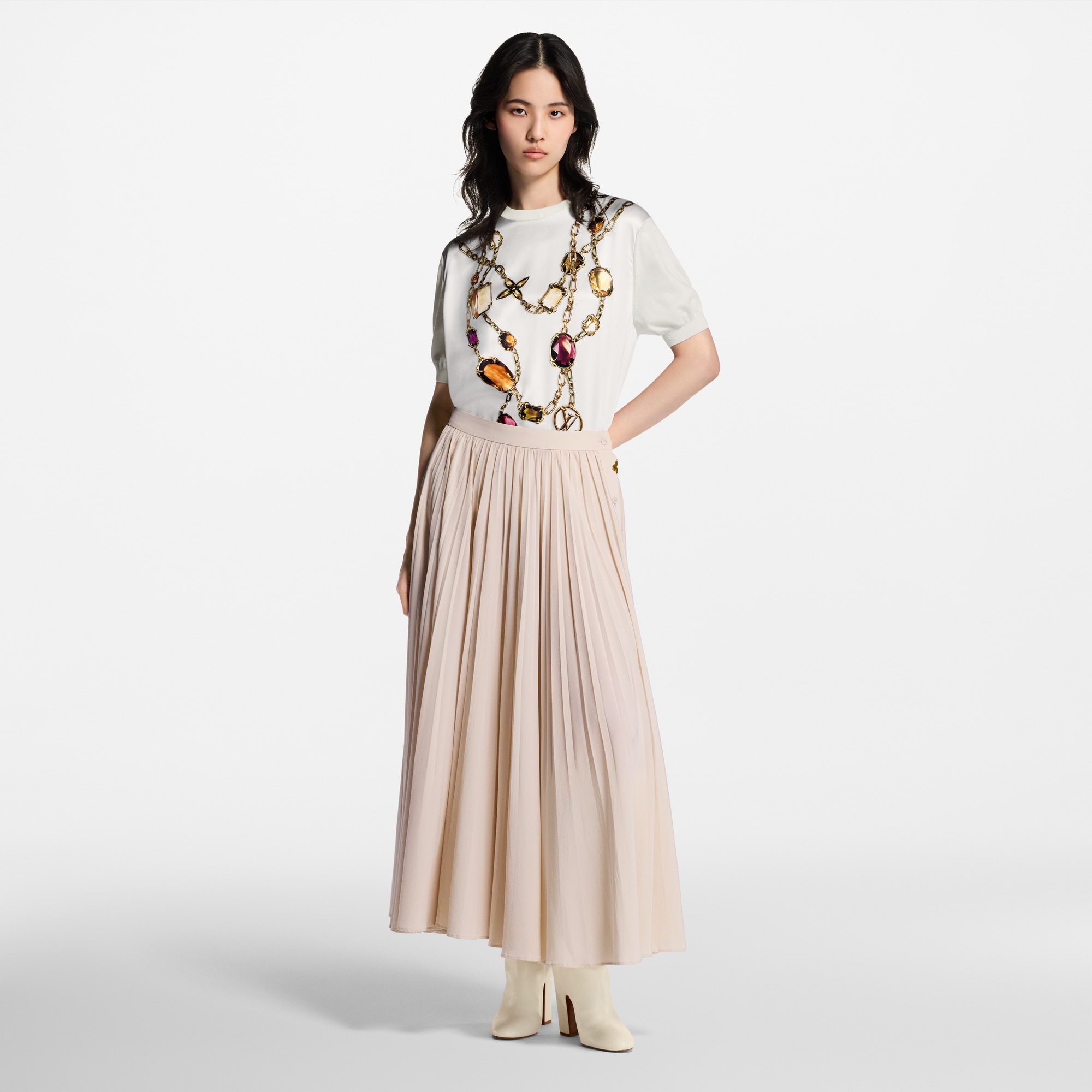 Women - Monogram Accent Pleated Skirt  Women Ready-to-Wear Skirts and Shorts | LOUIS VUITTON (Product zoom)
