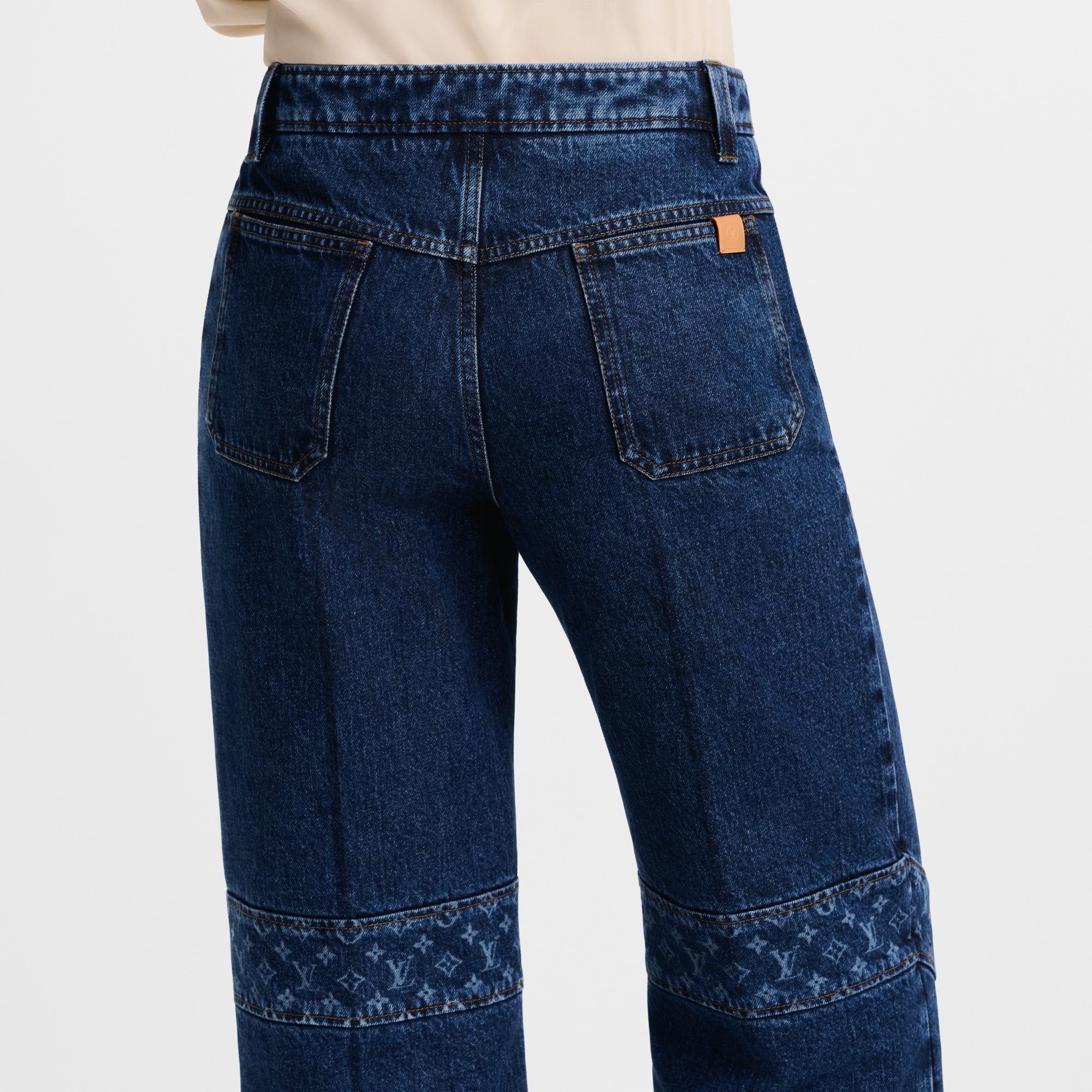 Women - Monogram Accent Raw Denim Jeans  Women Ready-to-Wear Trousers | LOUIS VUITTON (Product zoom)