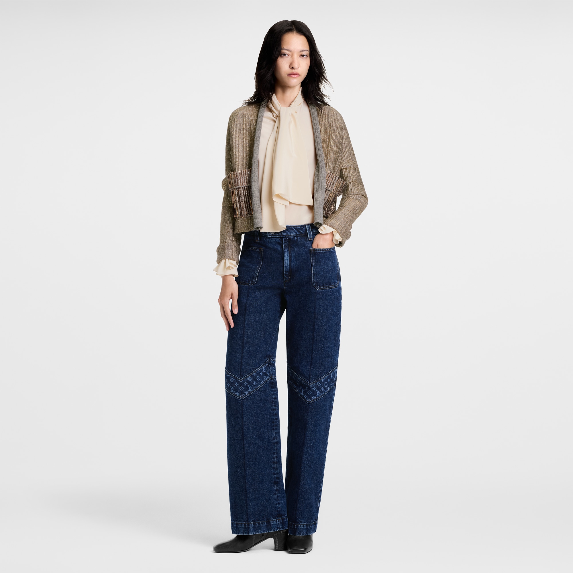 Women - Monogram Accent Raw Denim Jeans  Women Ready-to-Wear Trousers | LOUIS VUITTON (Product zoom)