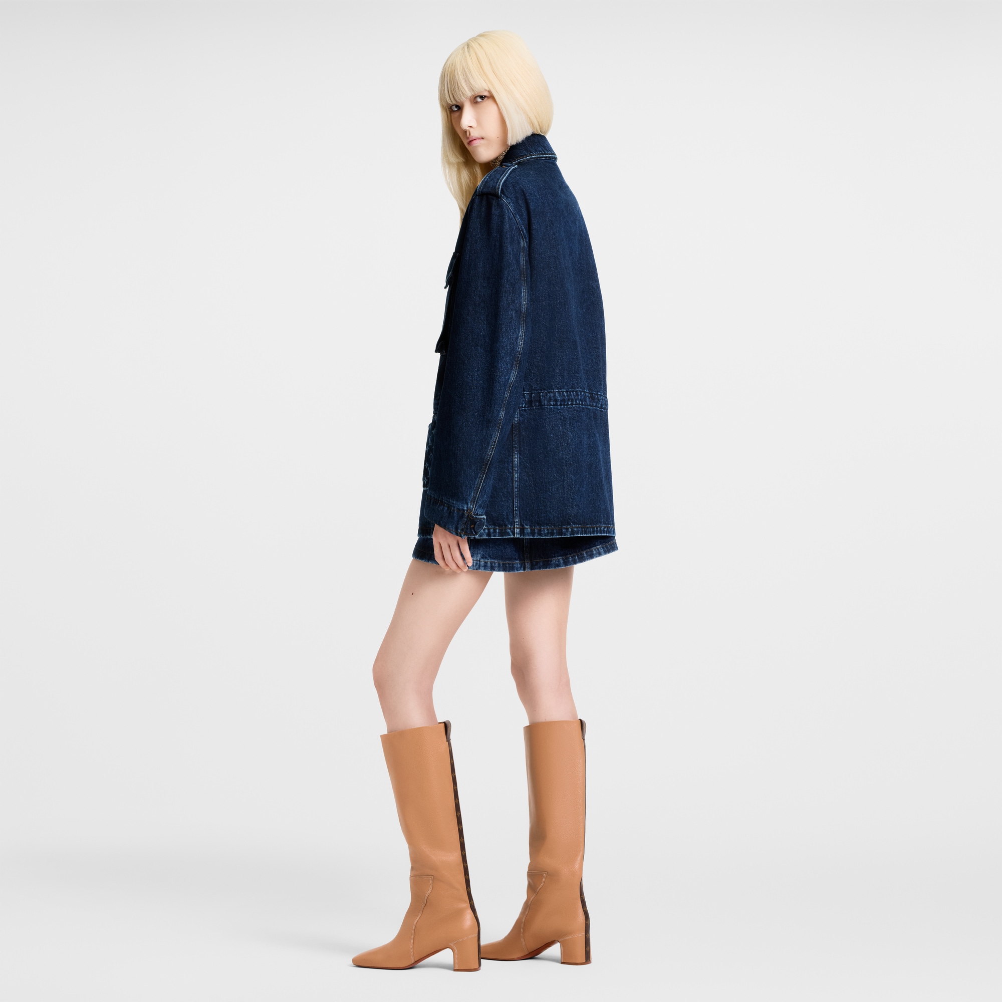 Women - Monogram Accent Raw Denim Safari Jacket  Women Ready-to-Wear Coats and Jackets | LOUIS VUITTON (Product zoom)