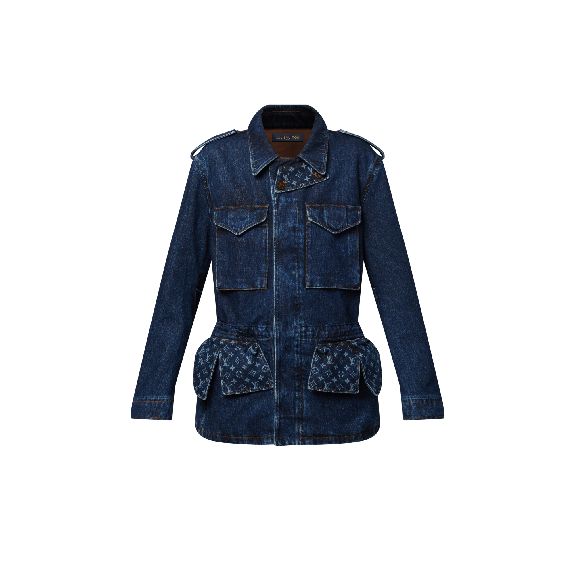 Women - Monogram Accent Raw Denim Safari Jacket  Women Ready-to-Wear Coats and Jackets | LOUIS VUITTON (Product zoom)