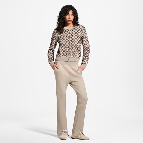 Women - Monogram Accent Split Hem Knit Trousers Women Ready-to-Wear Knitwear | LOUIS VUITTON (Product zoom)