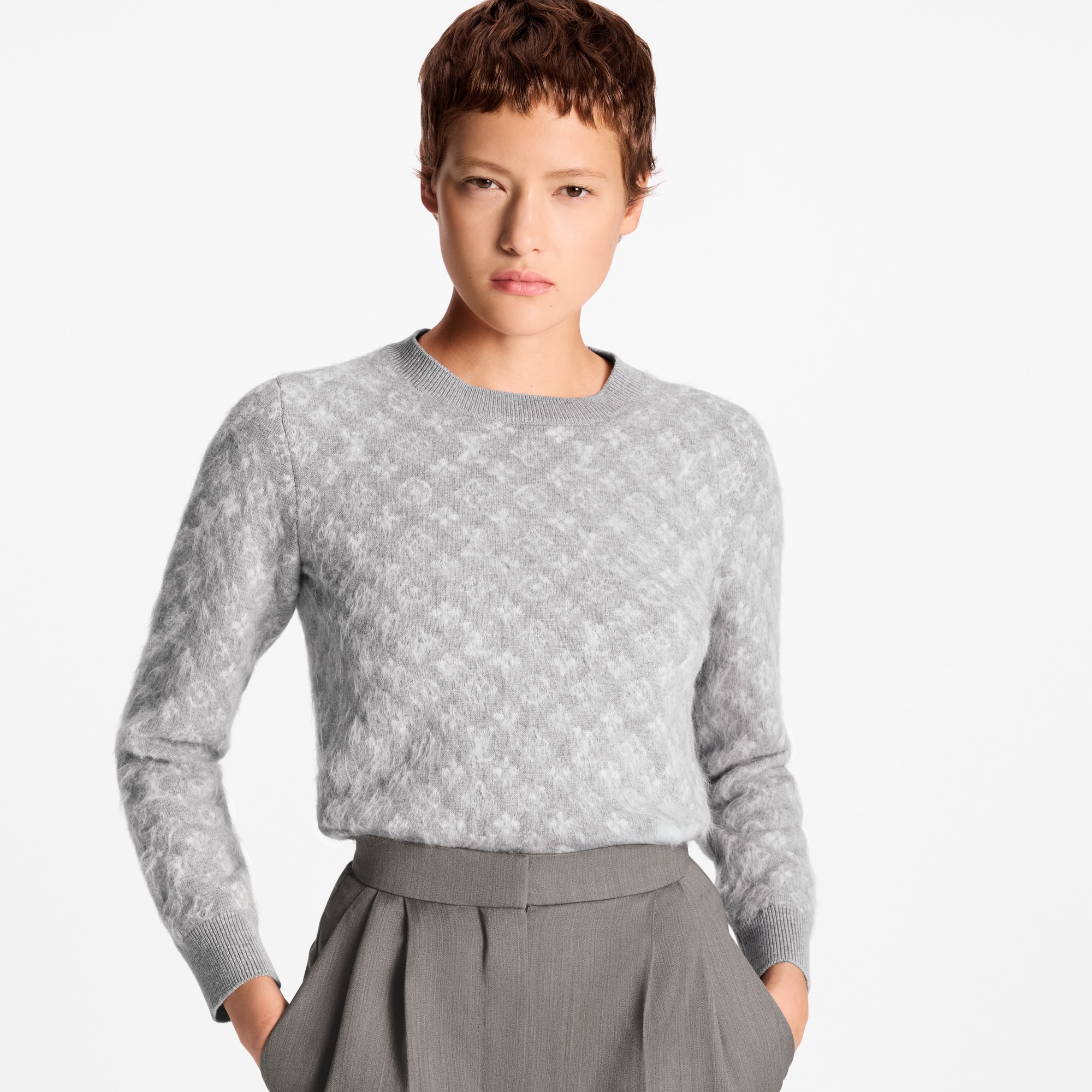 Women - Monogram Brushed Knit Jumper  Women Ready-to-Wear Knitwear | LOUIS VUITTON (Product zoom)