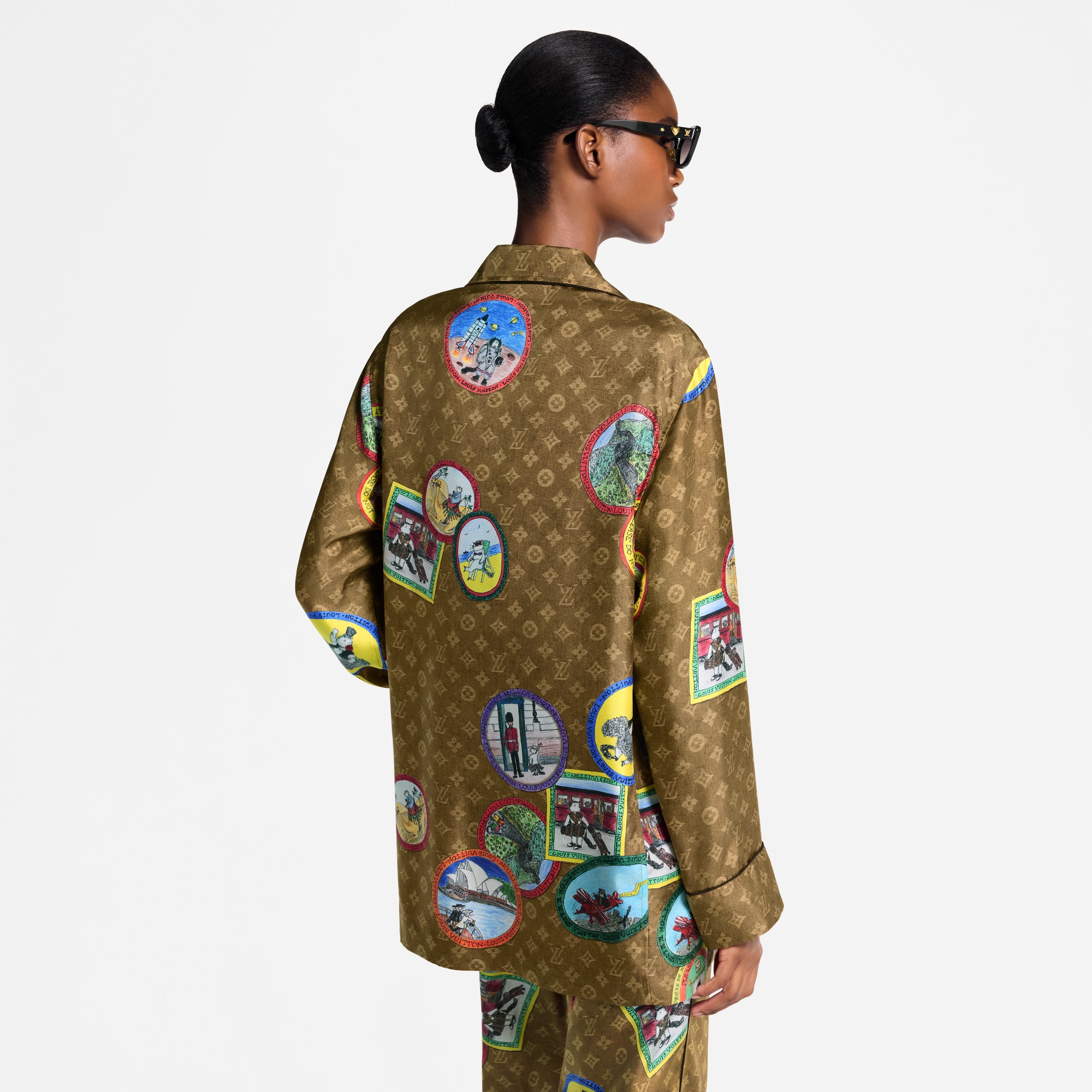 Women - Monogram Cat Stamp Pyjama Shirt  Women Ready-to-Wear Tops | LOUIS VUITTON (Product zoom)