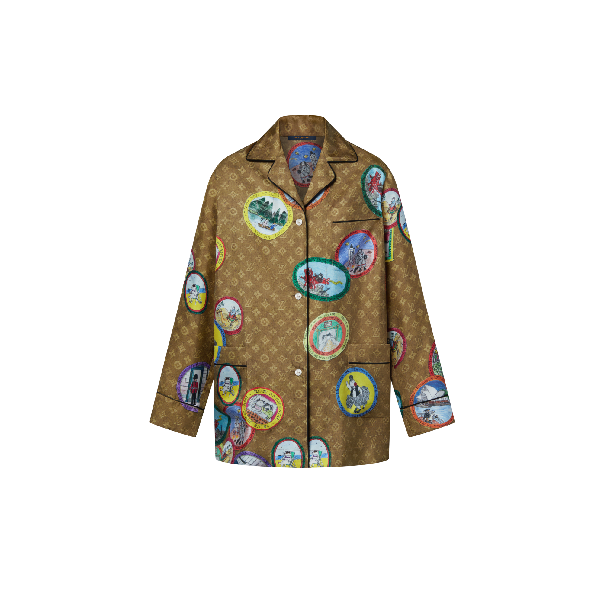 Women - Monogram Cat Stamp Pyjama Shirt  Women Ready-to-Wear Tops | LOUIS VUITTON (Product zoom)