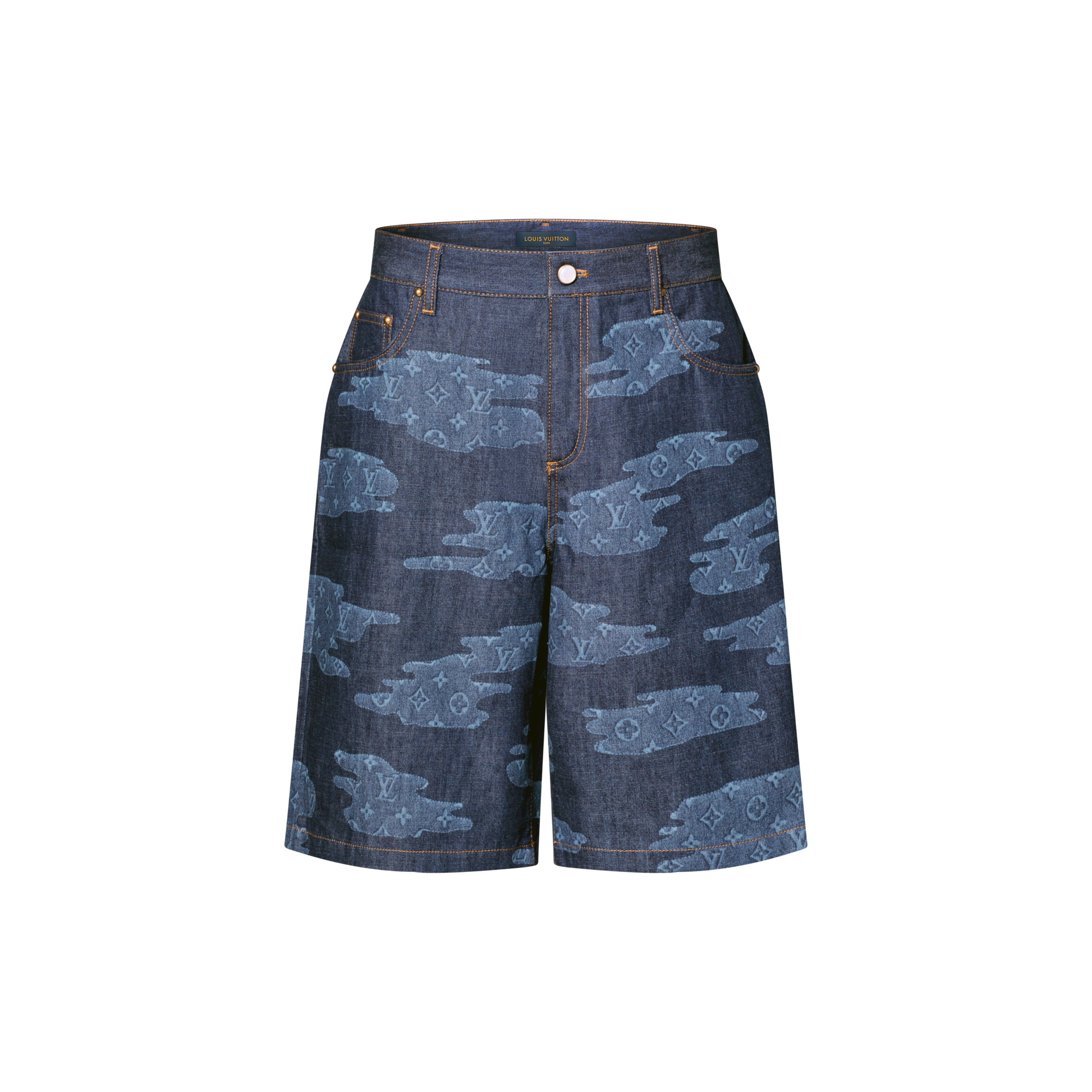 Men - Monogram Chambray Shorts  Men Ready-to-Wear Denim Collection | LOUIS VUITTON (Product zoom)
