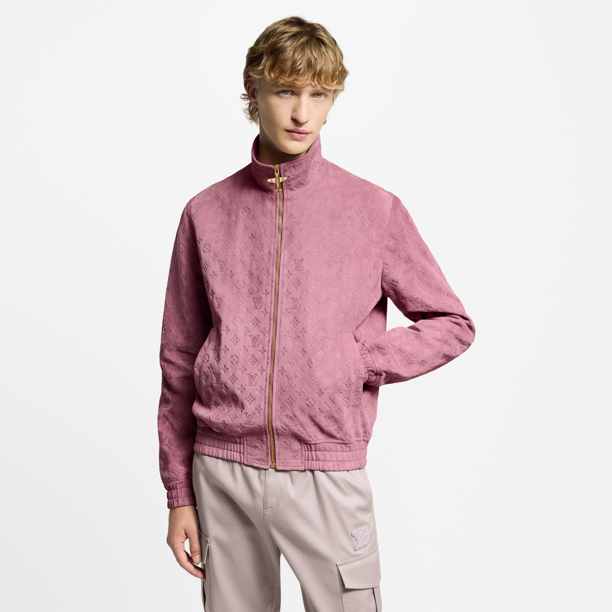 Men - Monogram Debossed Leather Tracksuit Jacket  Men Ready-to-Wear Outerwear and Coats | LOUIS VUITTON (Product zoom)