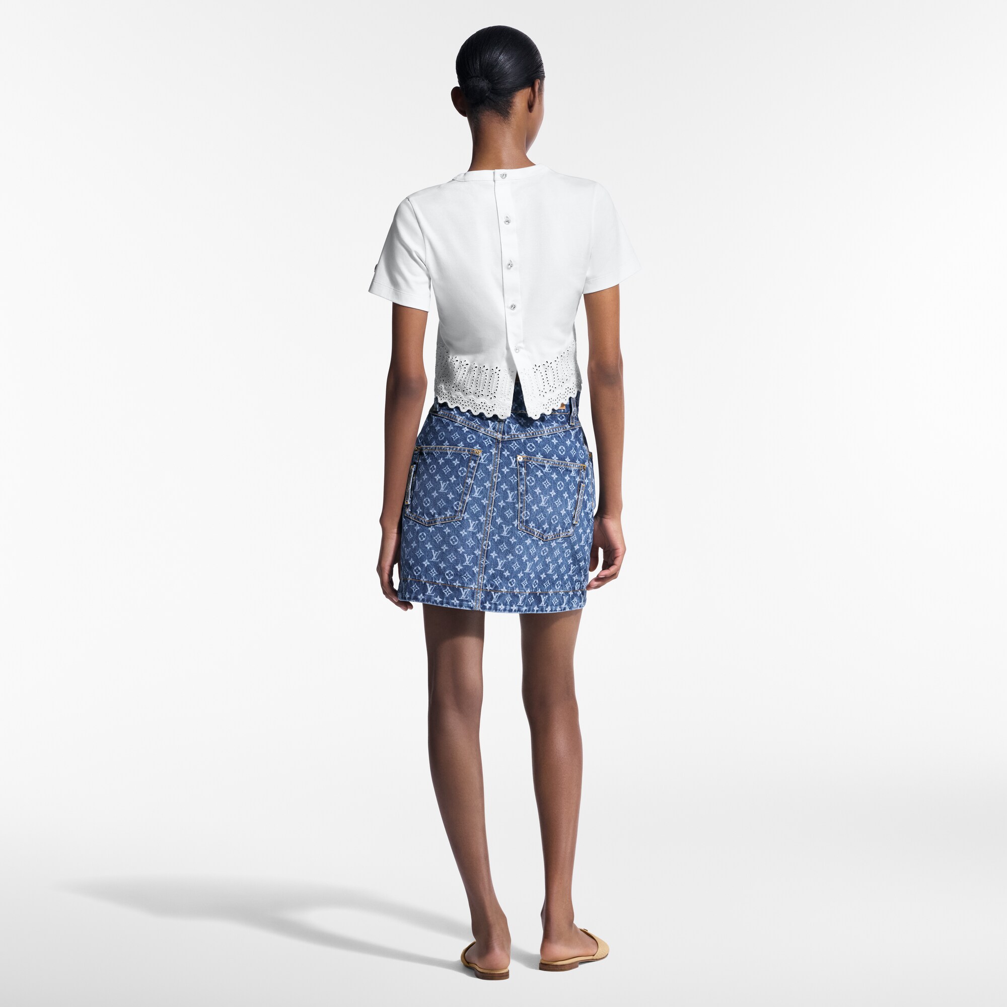 Women - Monogram Denim Mini Skirt  Women Ready-to-Wear Skirts and Shorts | LOUIS VUITTON (Product zoom)