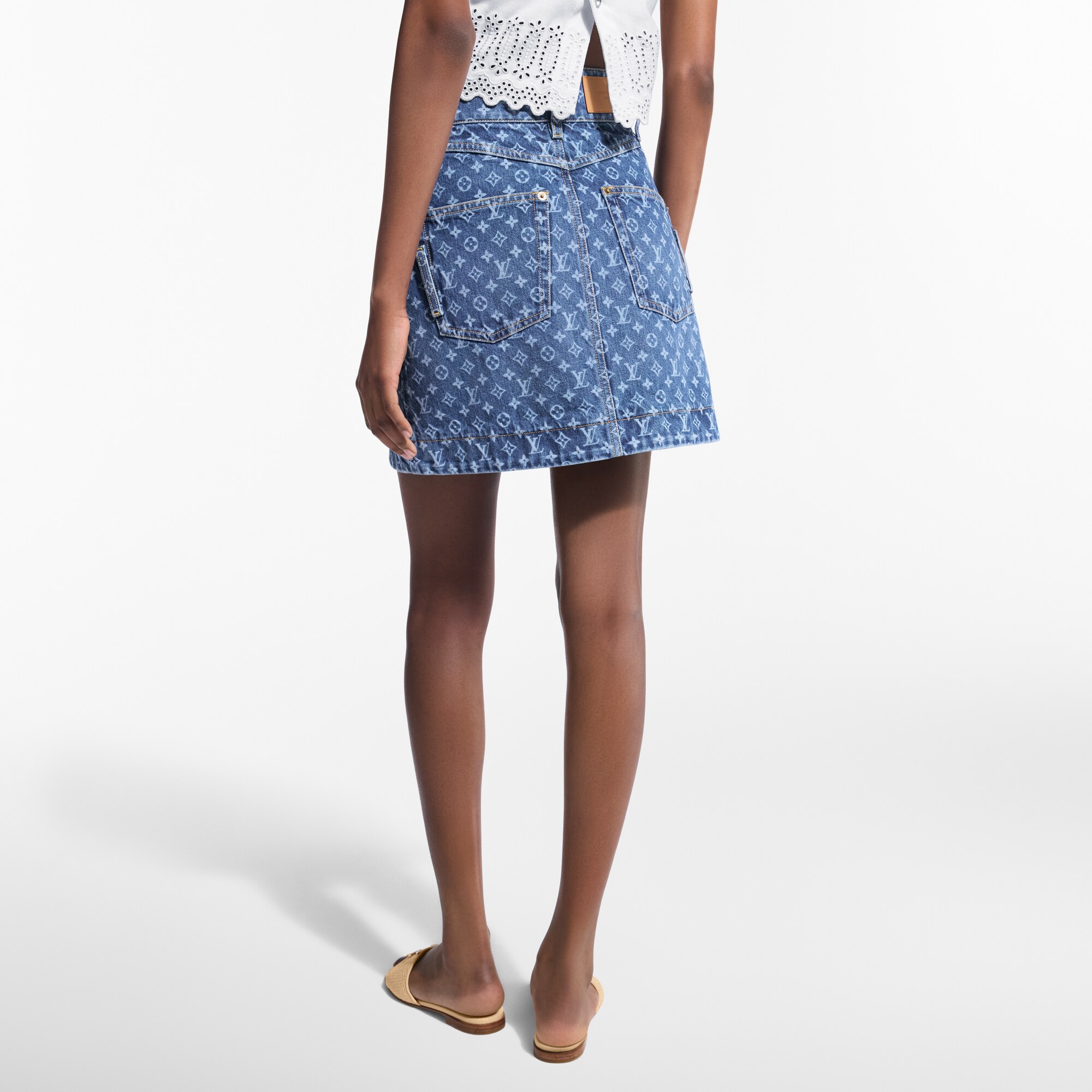 Women - Monogram Denim Mini Skirt  Women Ready-to-Wear Skirts and Shorts | LOUIS VUITTON (Product zoom)
