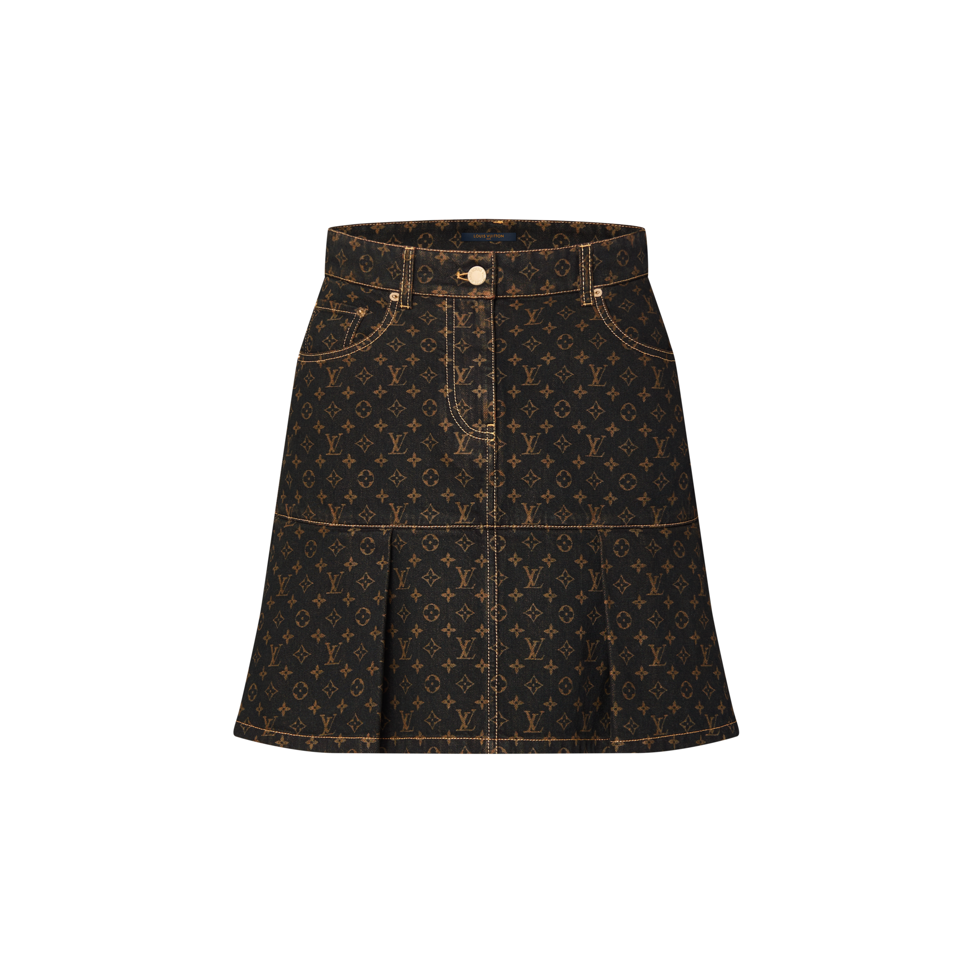 Women - Monogram Denim Pleated Skirt  Women Ready-to-Wear Skirts and Shorts | LOUIS VUITTON (Product zoom)